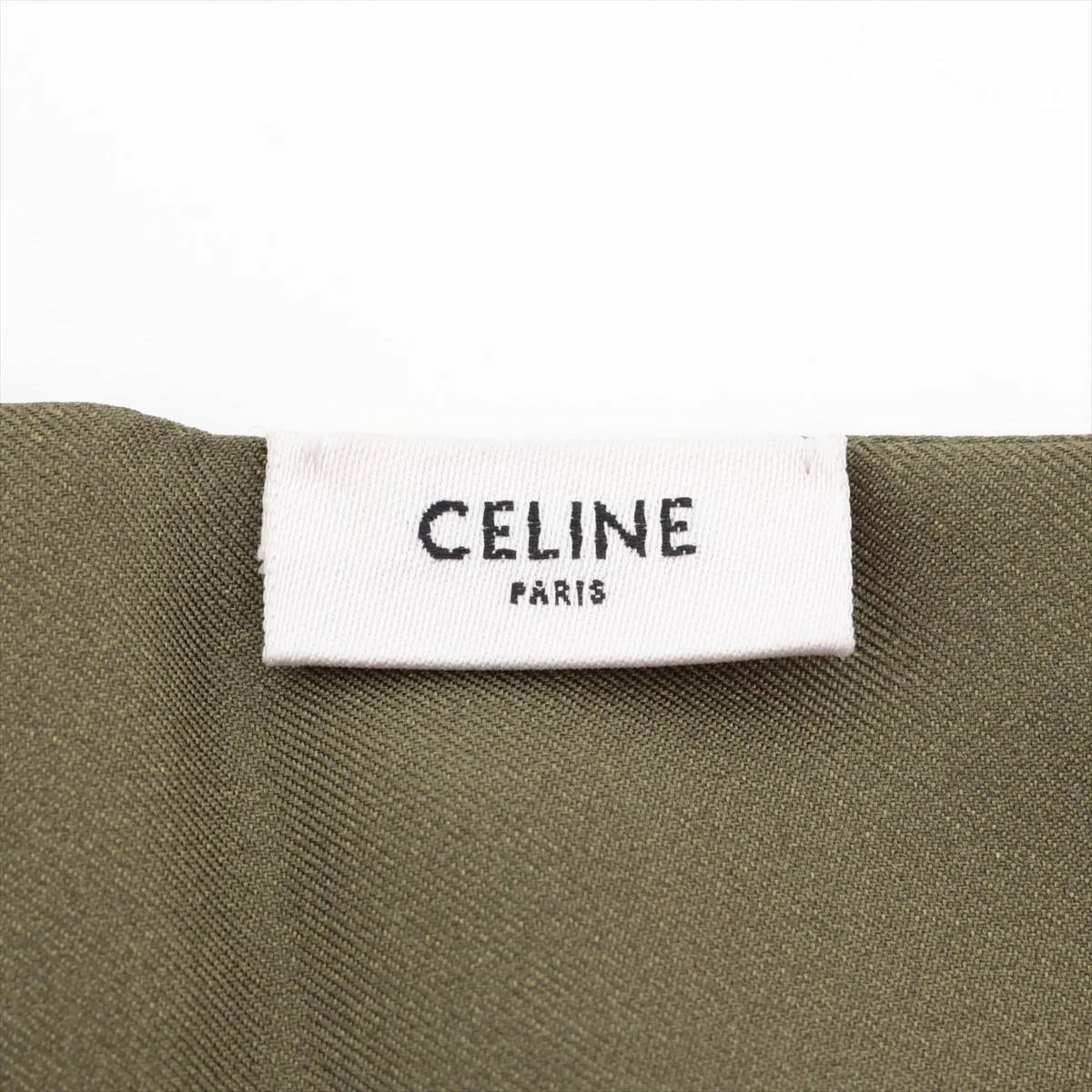 silk scarf, navy x khaki. Some wear, snags, — view 3
