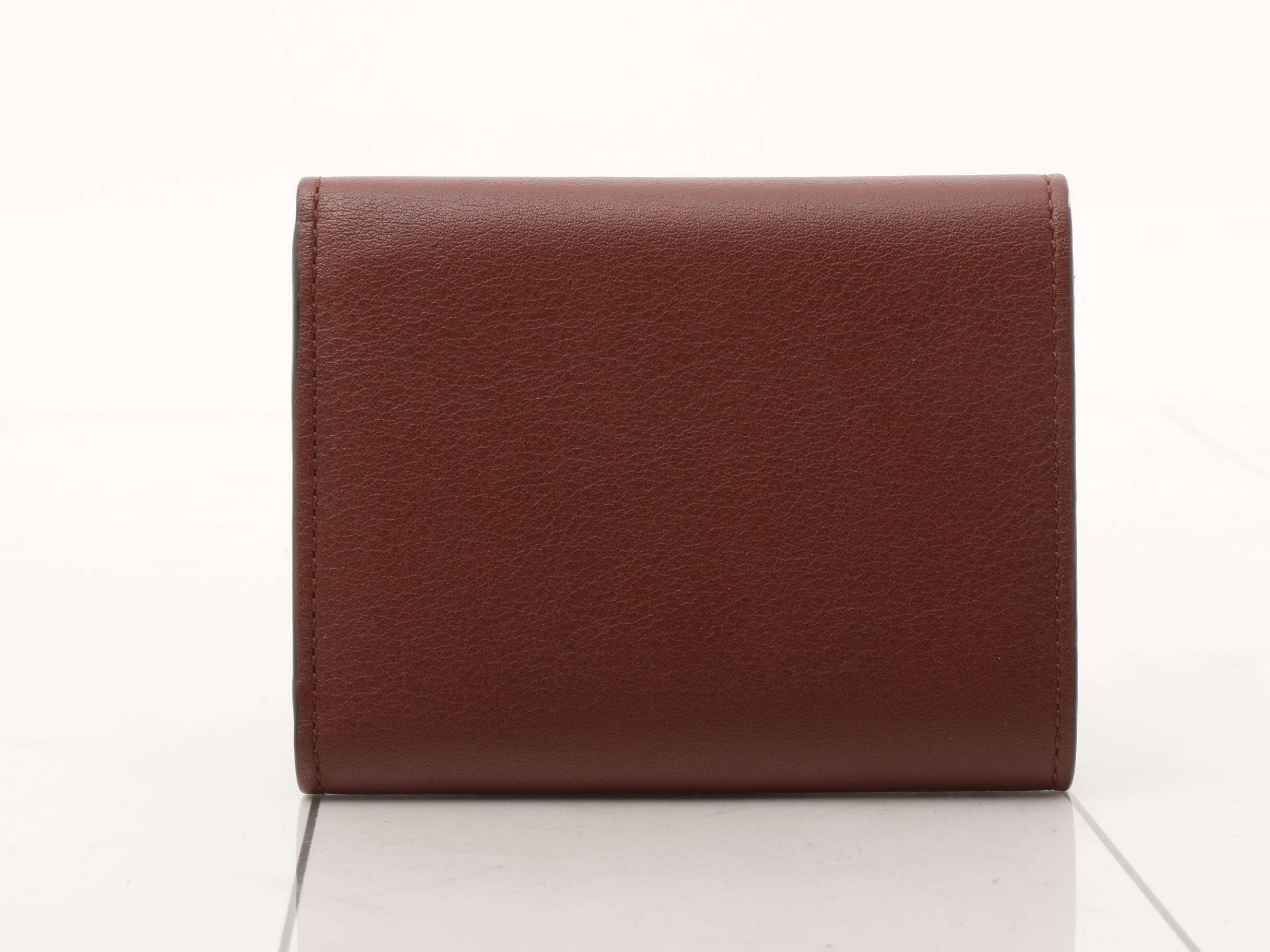 Anagram Leather Tri-fold Wallet, Bordeaux — view 2