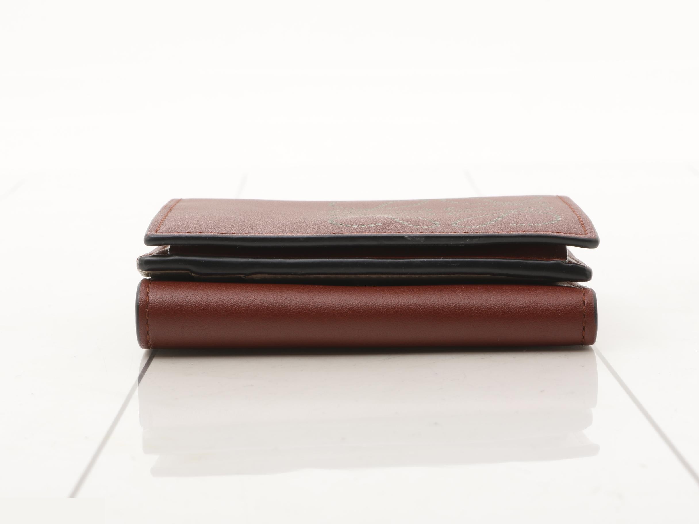 Anagram Leather Tri-fold Wallet, Bordeaux — view 3