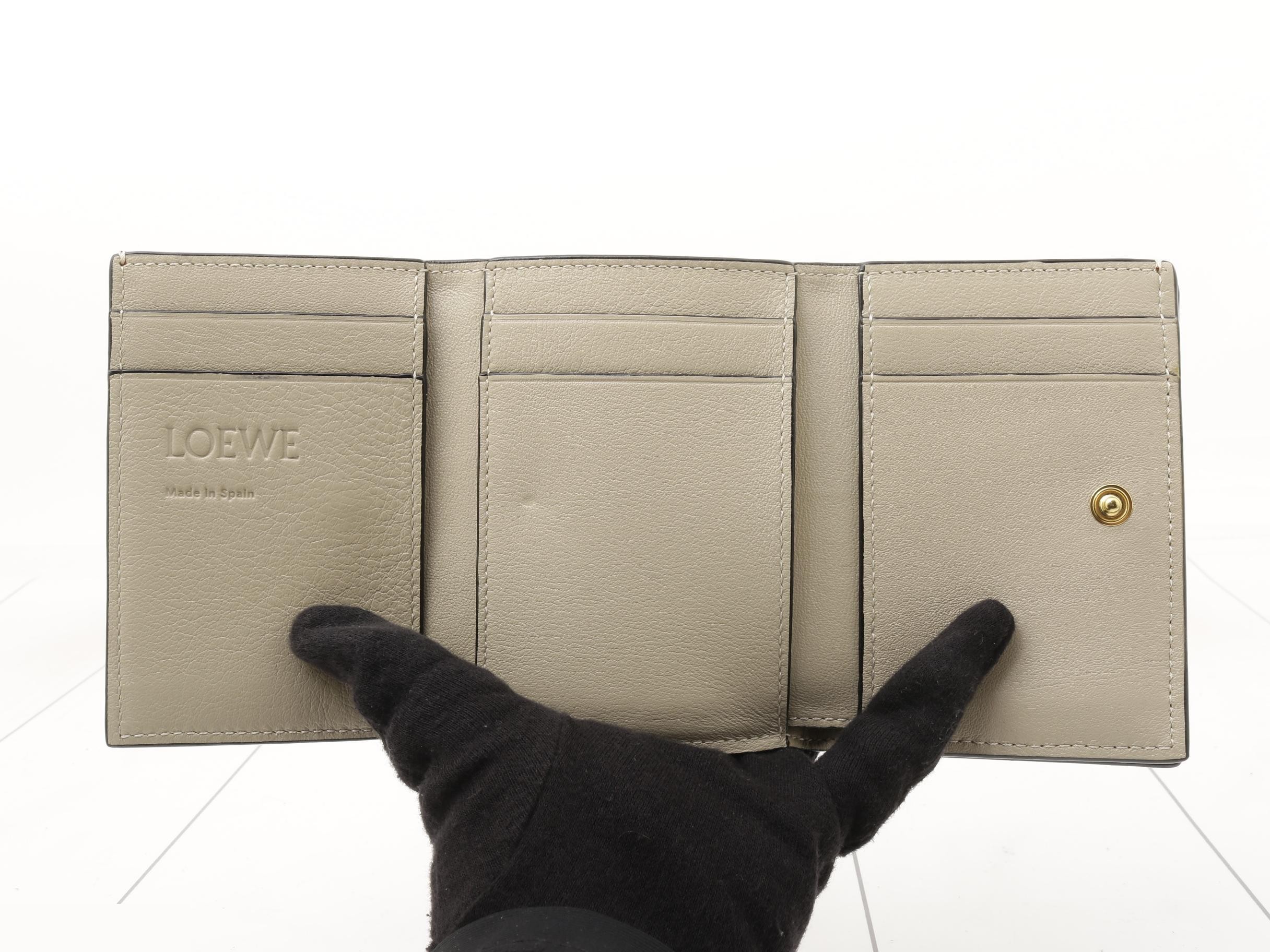 Anagram Leather Tri-fold Wallet, Bordeaux — view 4
