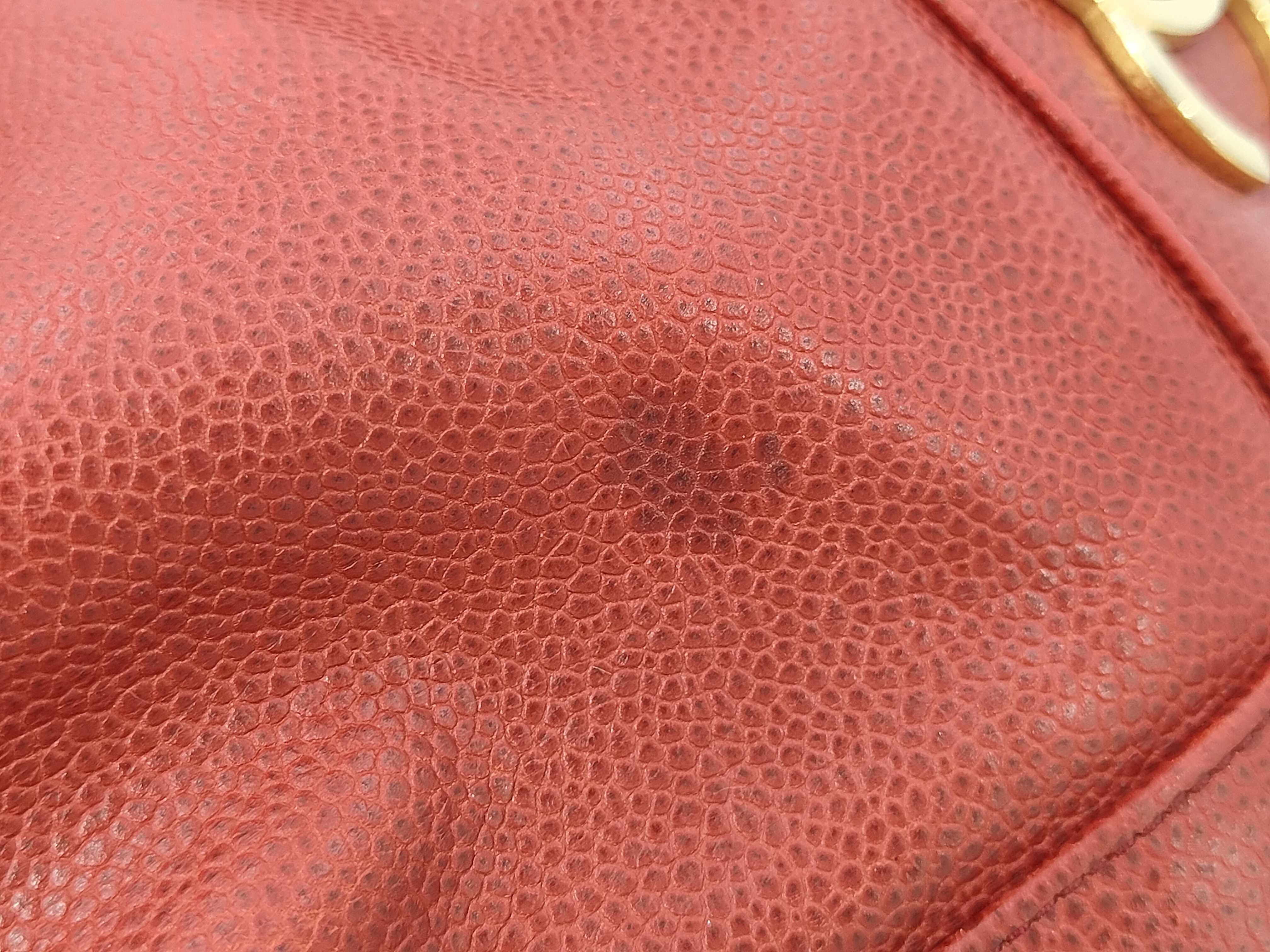 Drawstring Bag Triple Coco Caviar Skin Red with Seal Shoulder Bag — view 11