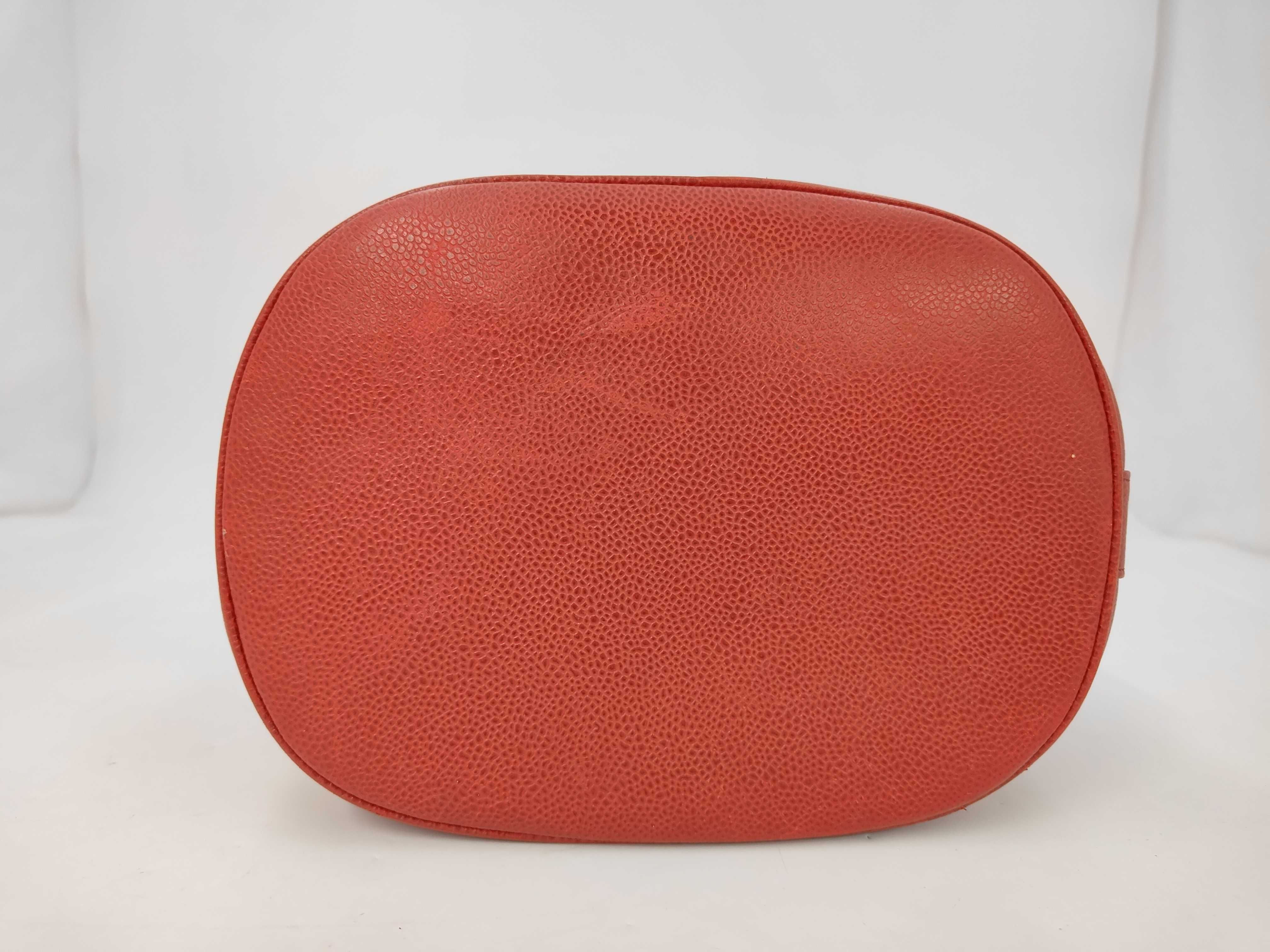 Drawstring Bag Triple Coco Caviar Skin Red with Seal Shoulder Bag — view 3
