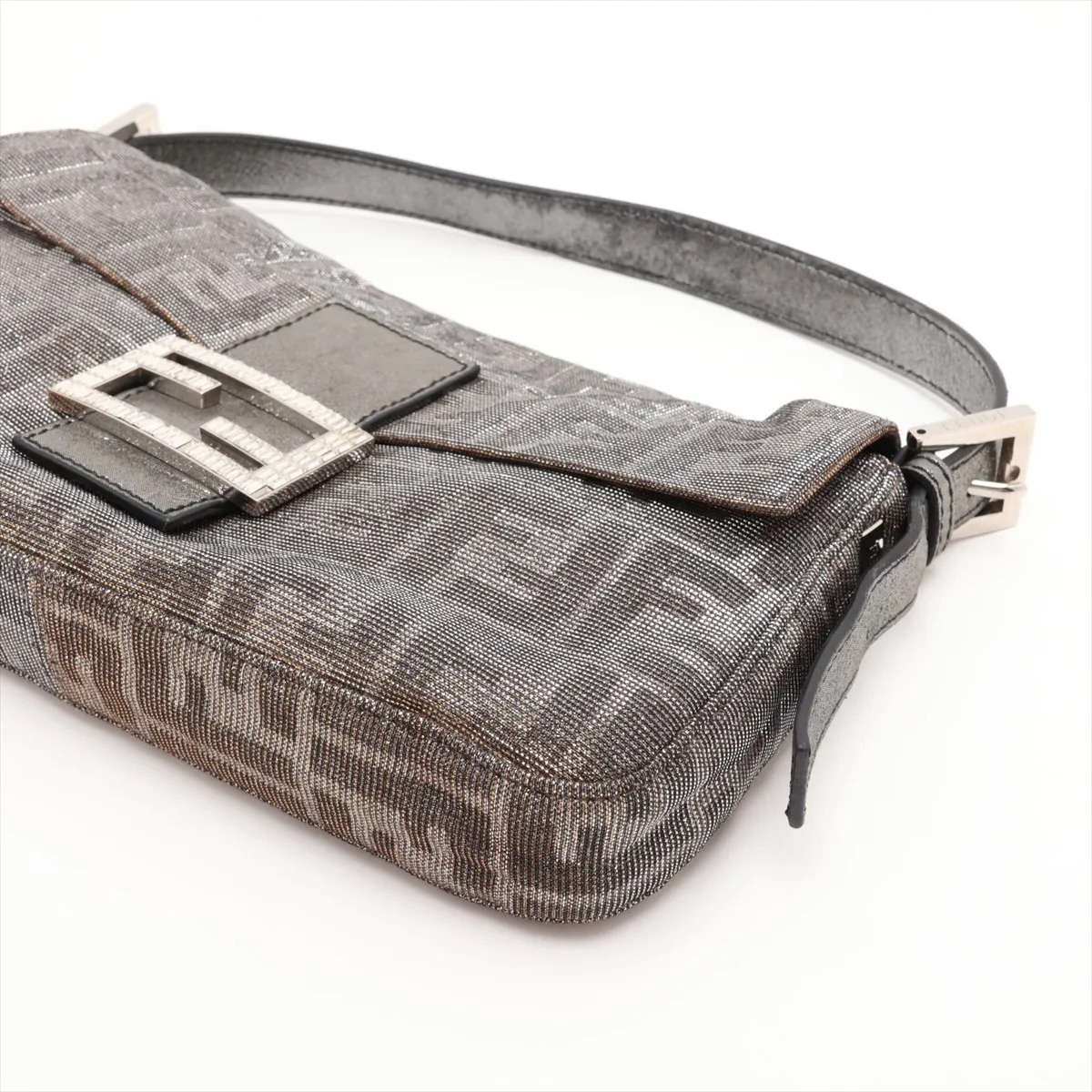 Zucca Mamma Bucket 8BR600 Leather Shoulder Bag, Silver x Gold, with Mirror — view 3