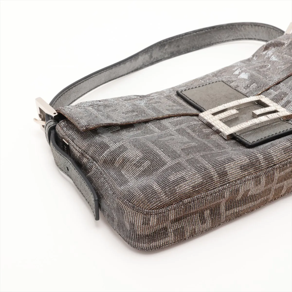 Zucca Mamma Bucket 8BR600 Leather Shoulder Bag, Silver x Gold, with Mirror — view 4