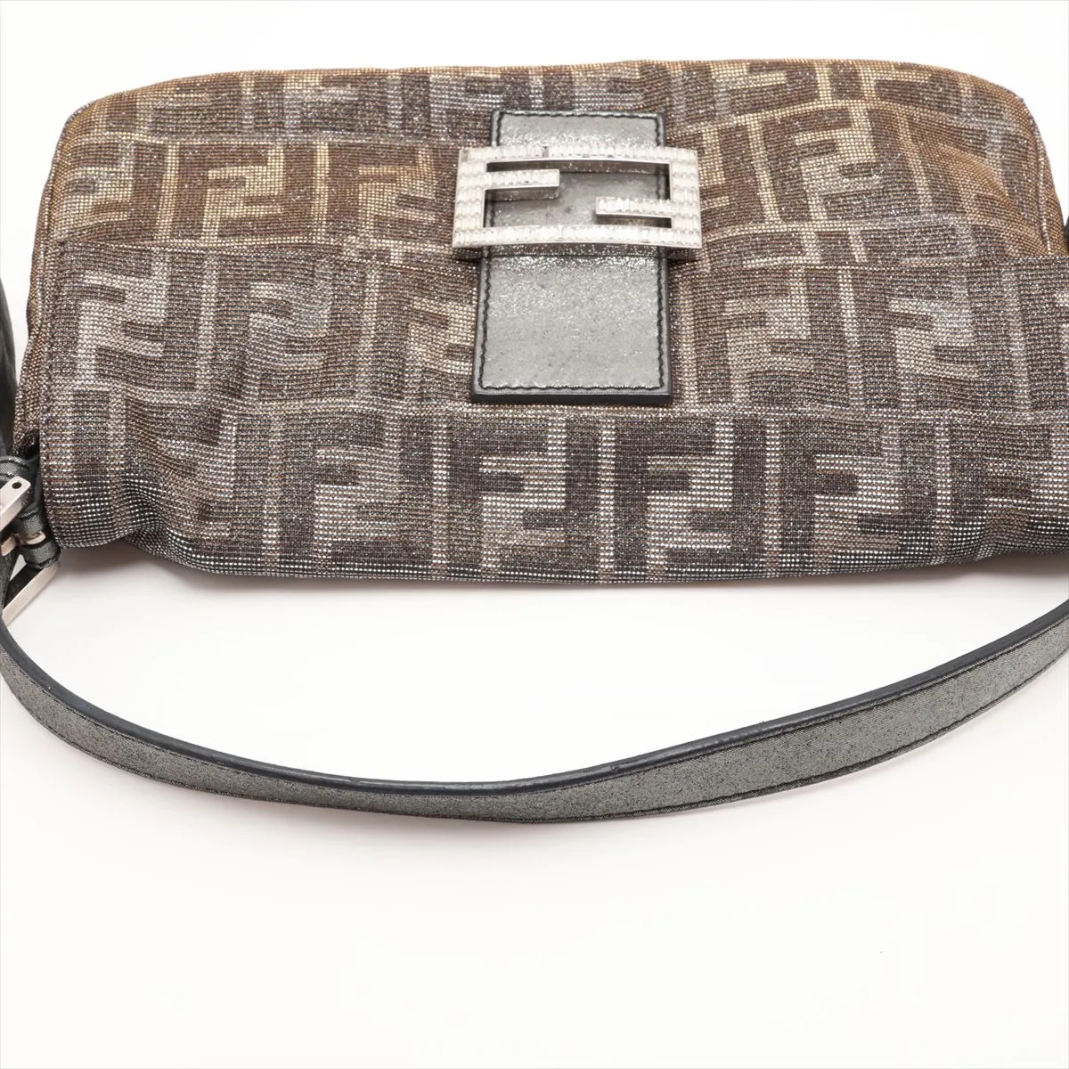 Zucca Mamma Bucket 8BR600 Leather Shoulder Bag, Silver x Gold, with Mirror — view 5