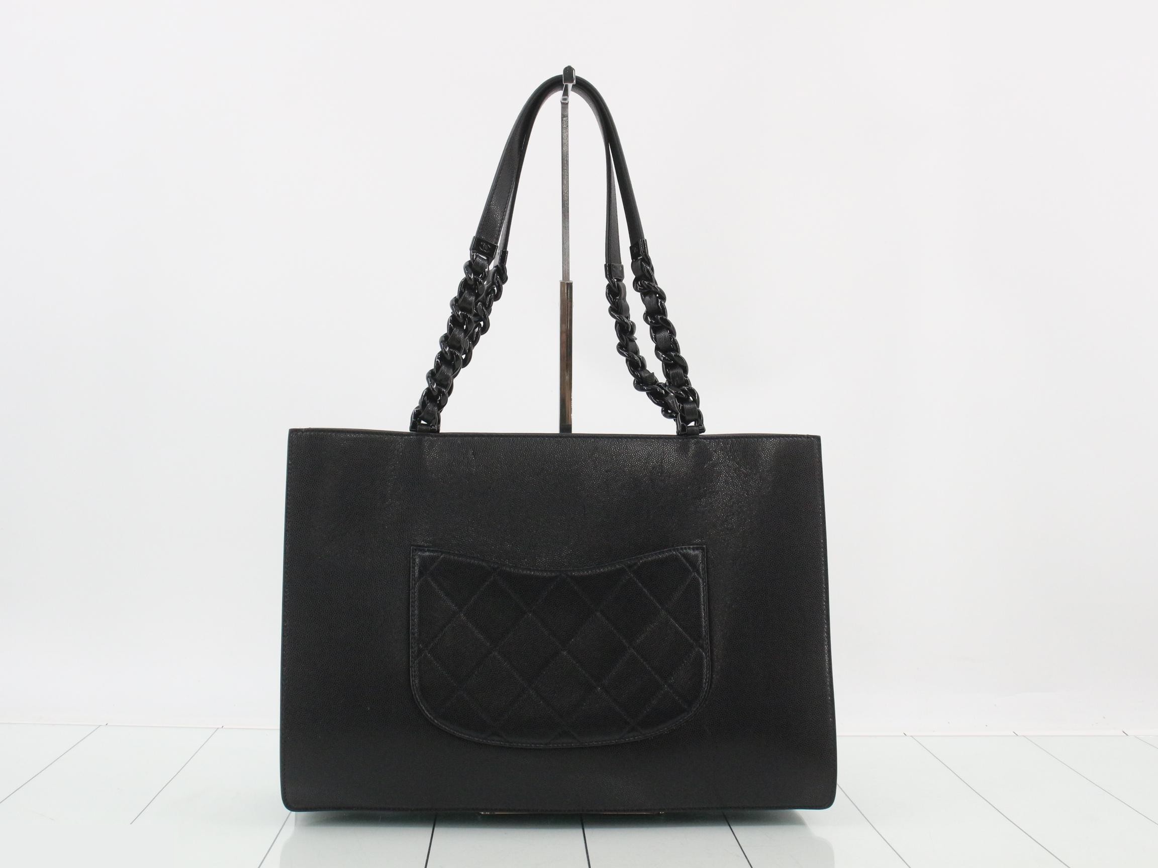 Caviar Skin Coco Mark Chain Tote Bag — view 2