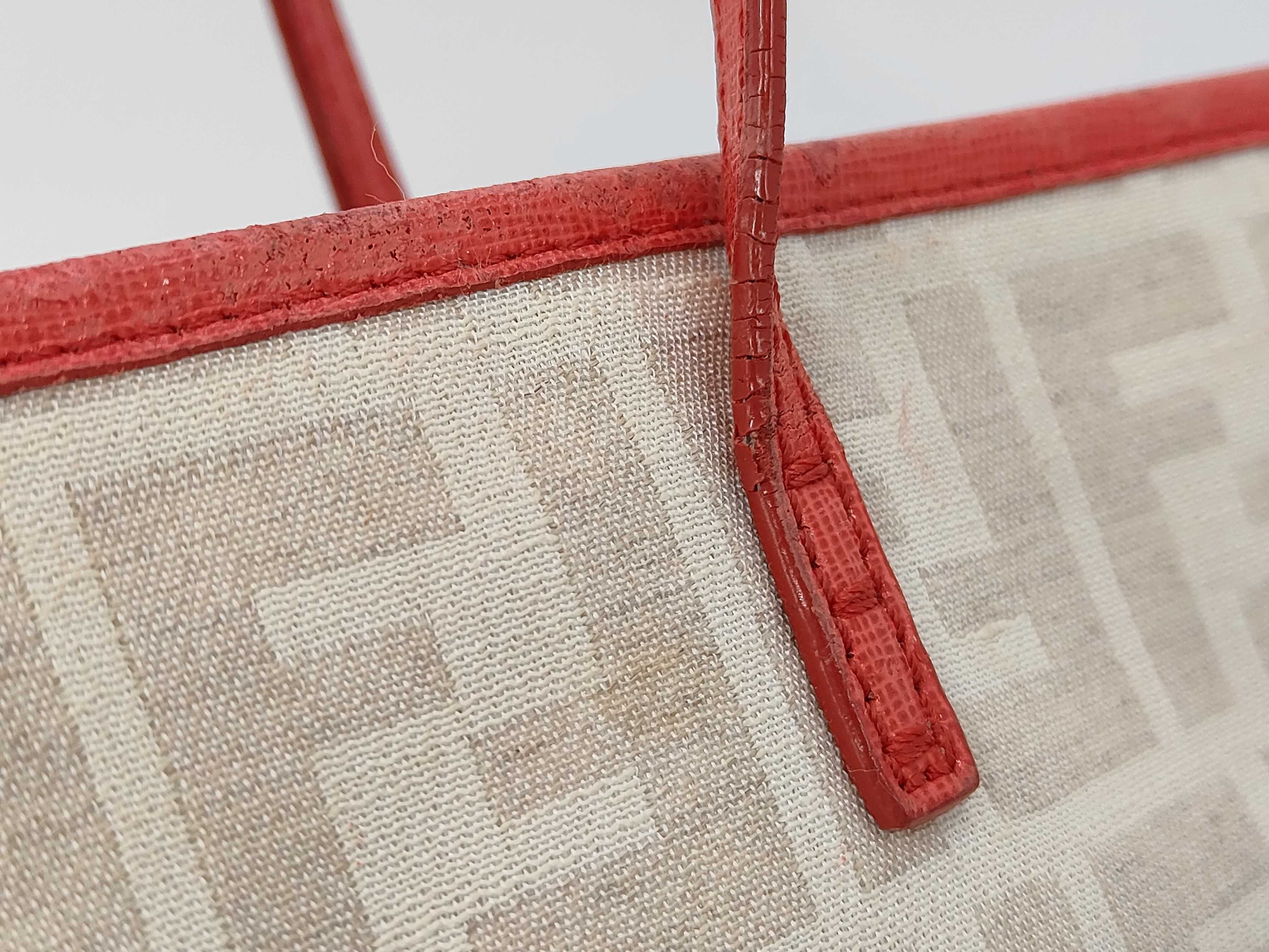 Zucca Tote Bag, Canvas, White x Red — view 4