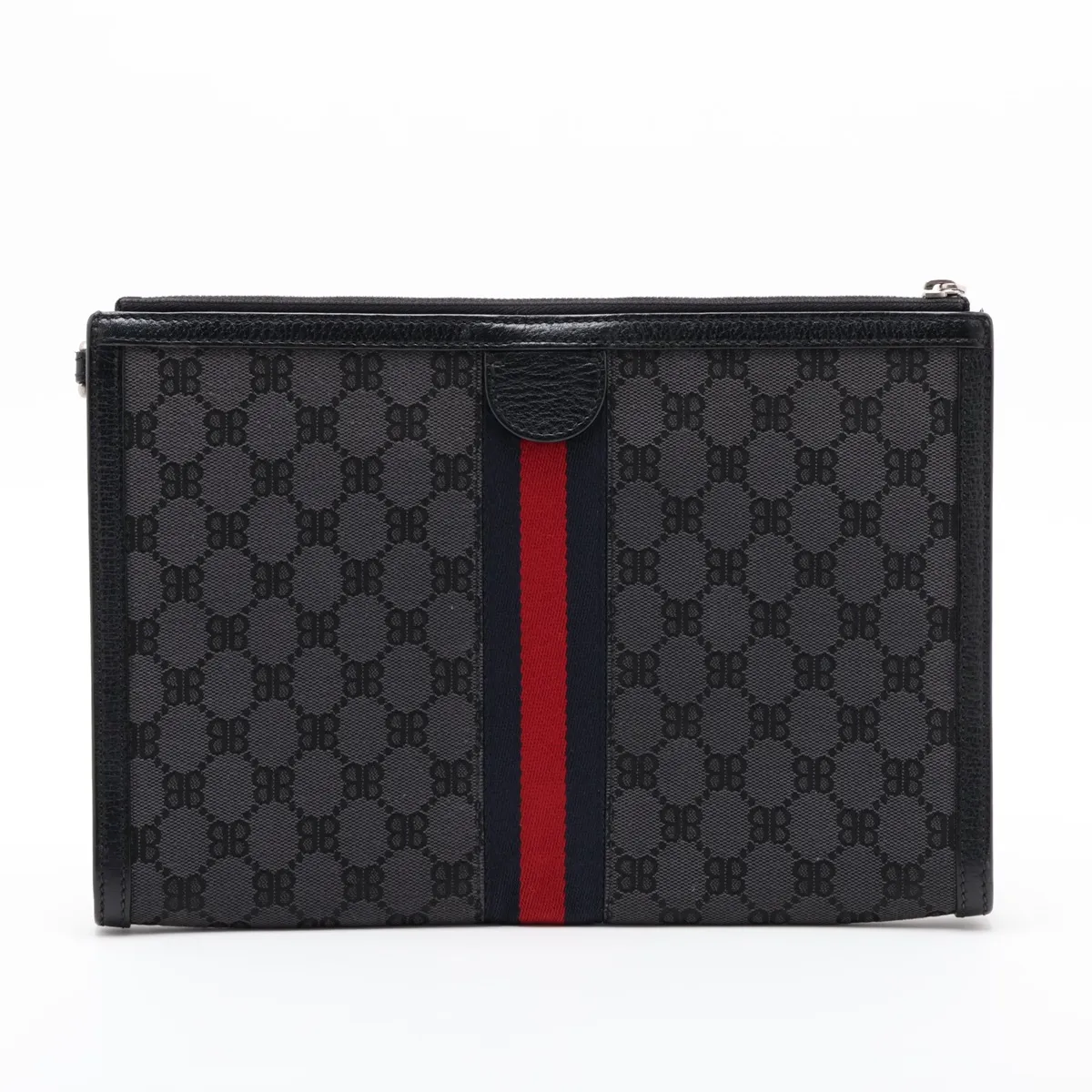 x Balenciaga The Hacker Project Canvas x Leather Clutch Bag, Black 680382 — view 2