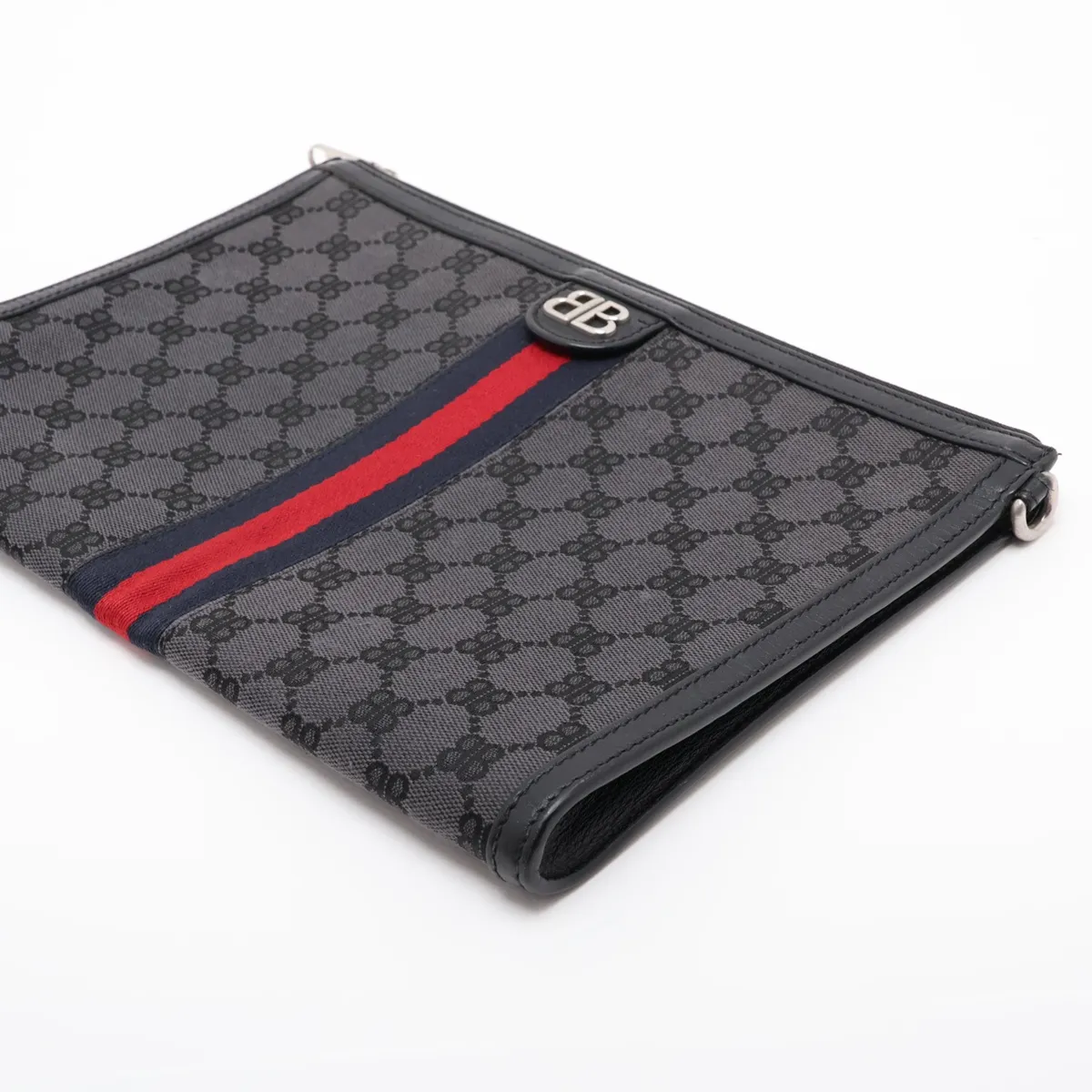 x Balenciaga The Hacker Project Canvas x Leather Clutch Bag, Black 680382 — view 3
