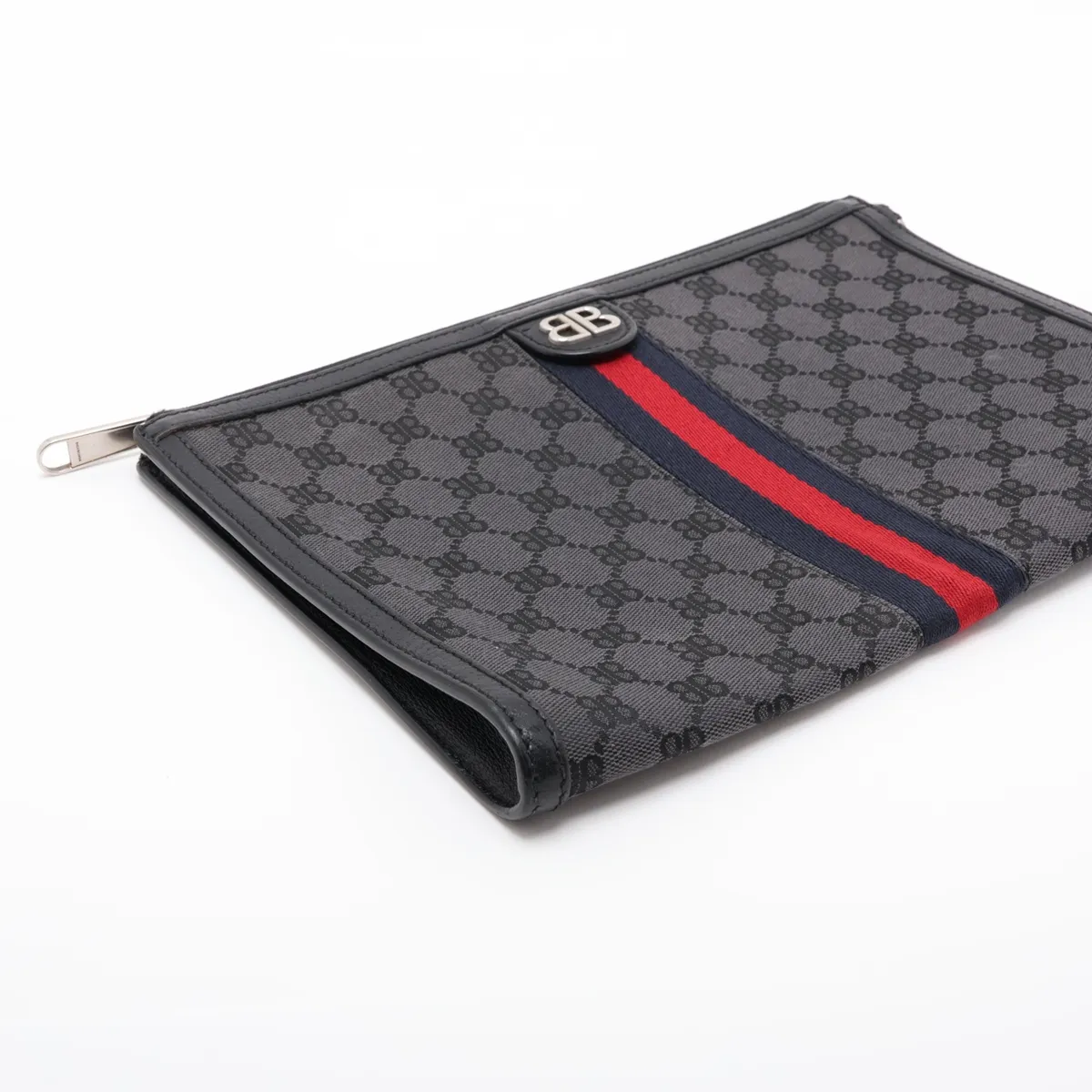 x Balenciaga The Hacker Project Canvas x Leather Clutch Bag, Black 680382 — view 4