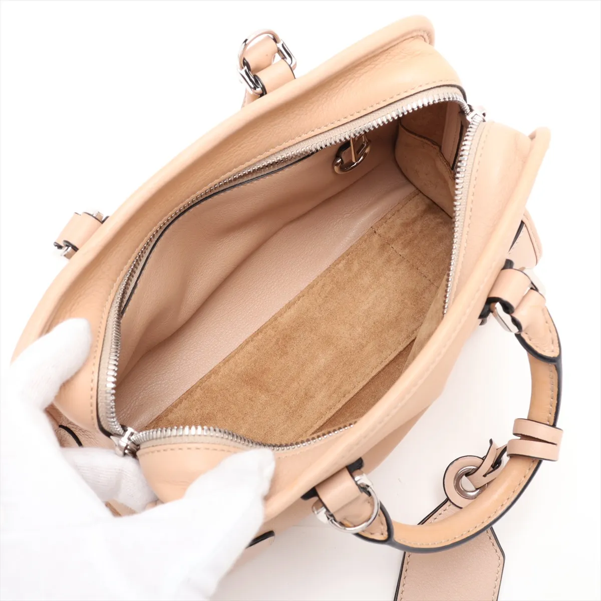 Amazona 23 Leather 2-Way Handbag, Beige — view 8