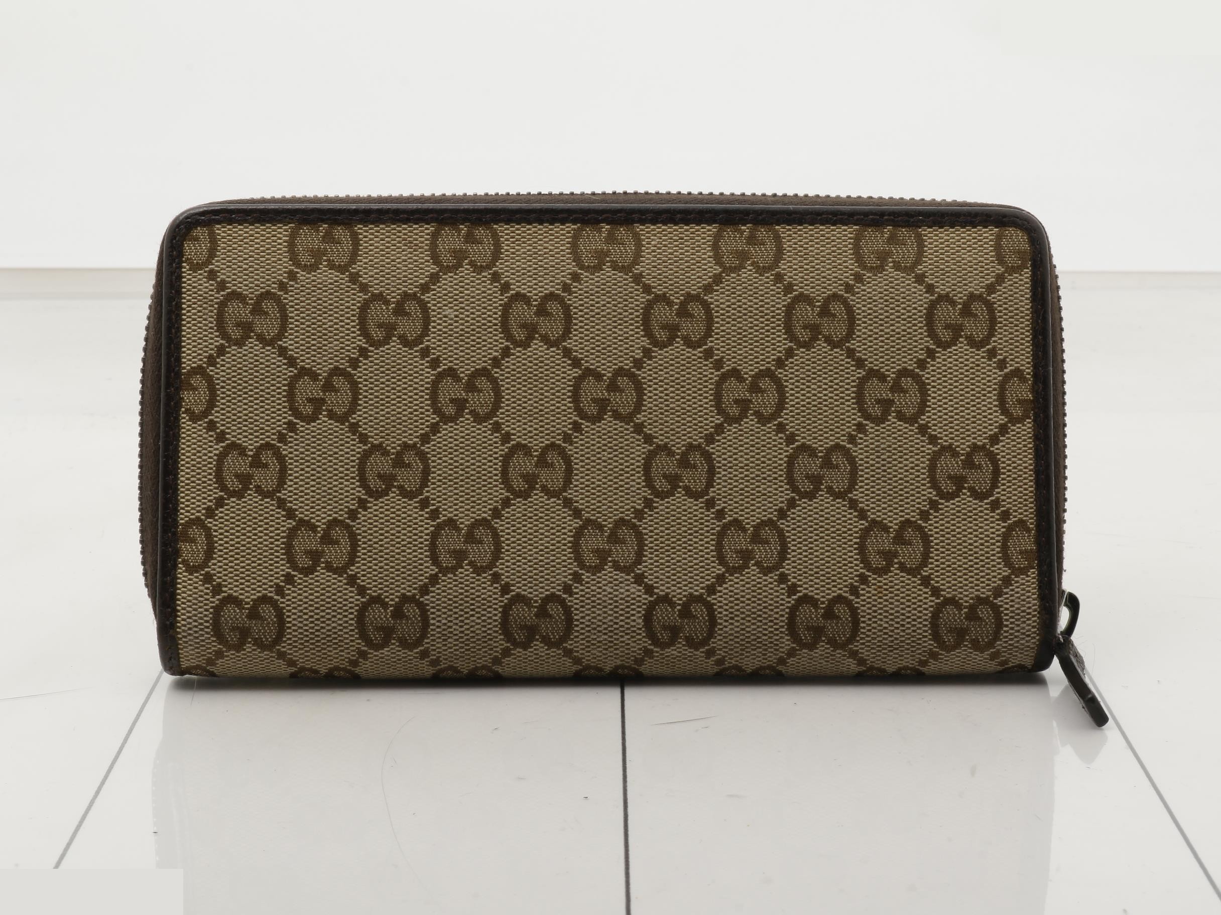307980 GG Canvas Long Wallet, Round Zip, Beige — view 2
