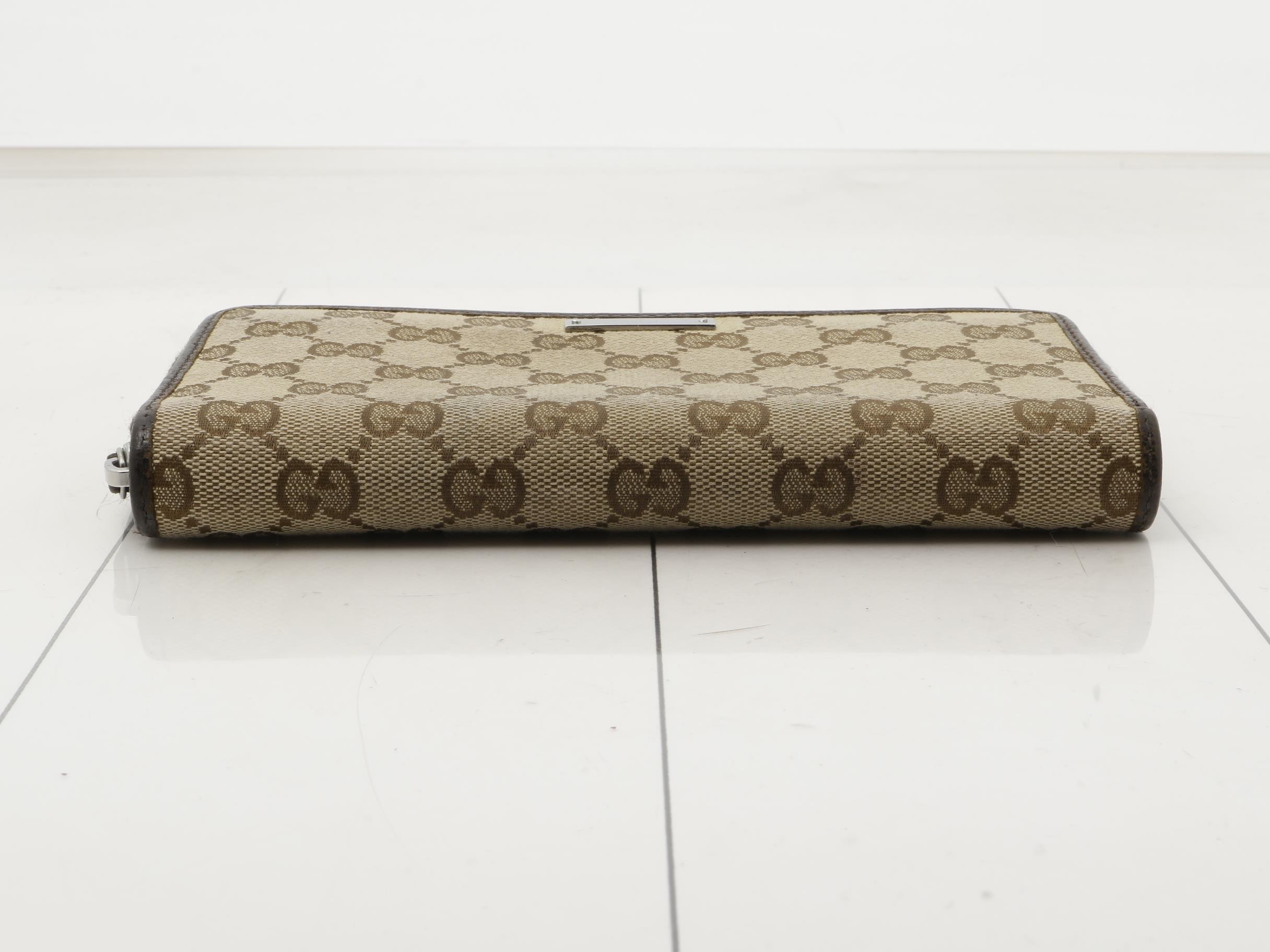 307980 GG Canvas Long Wallet, Round Zip, Beige — view 3