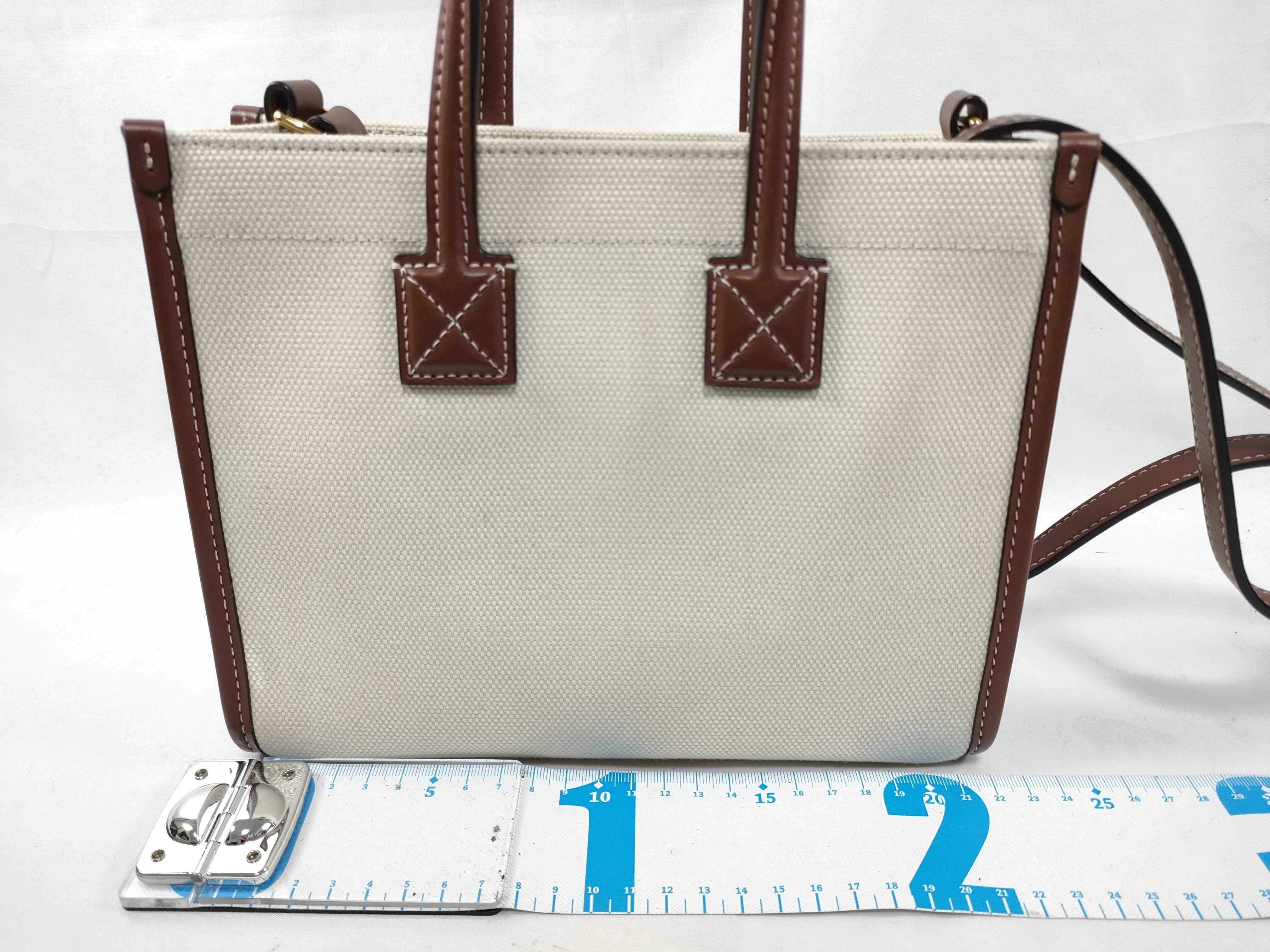 Mini Freya Tote Canvas x Leather 2-Way Handbag Beige x Brown Tote Bag — view 2