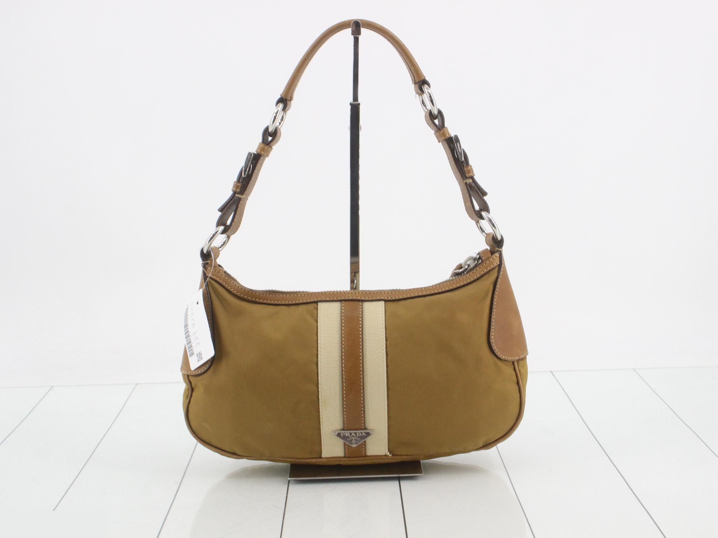 Triangle Logo Leather Nylon One-Shoulder Bag — view 2