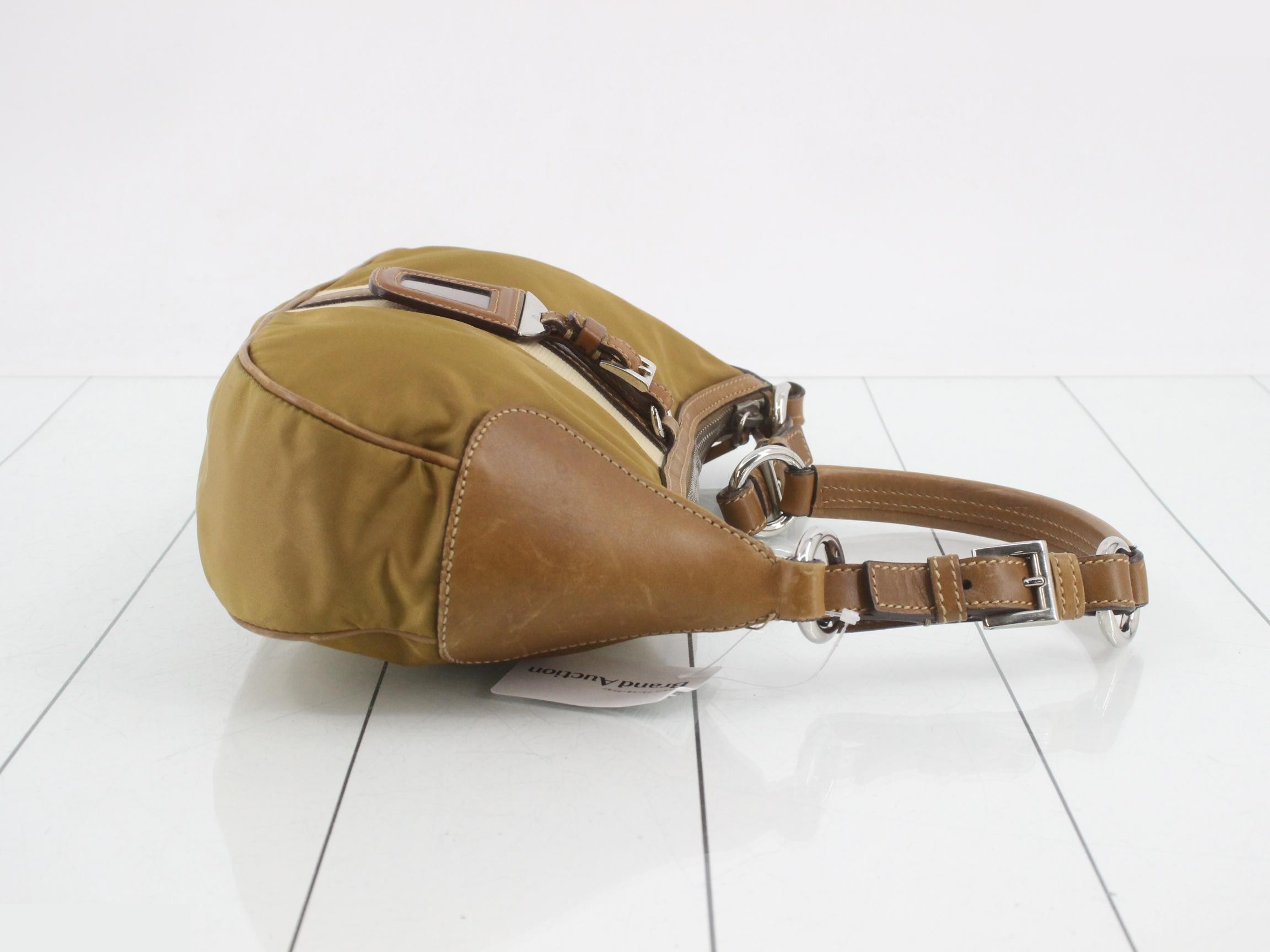 Triangle Logo Leather Nylon One-Shoulder Bag — view 3