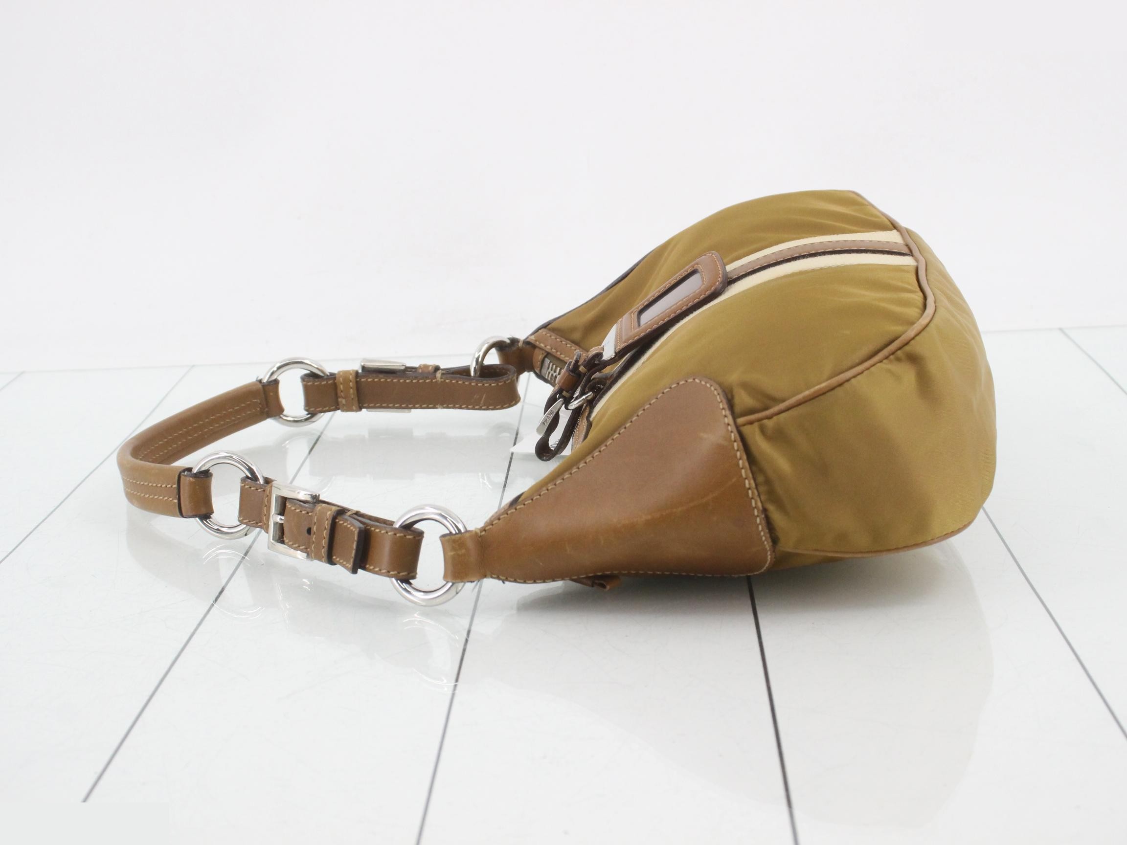 Triangle Logo Leather Nylon One-Shoulder Bag — view 4