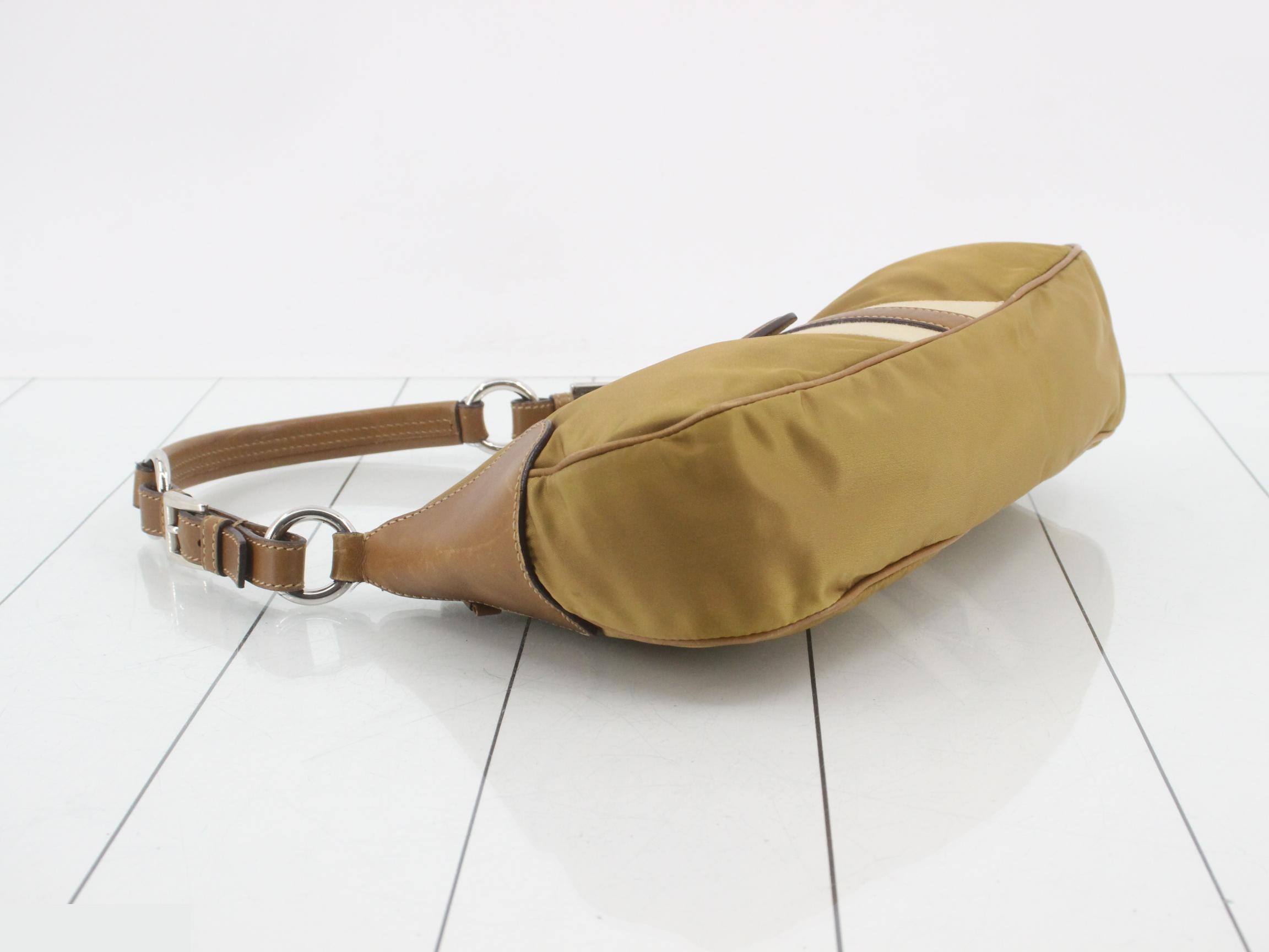 Triangle Logo Leather Nylon One-Shoulder Bag — view 5