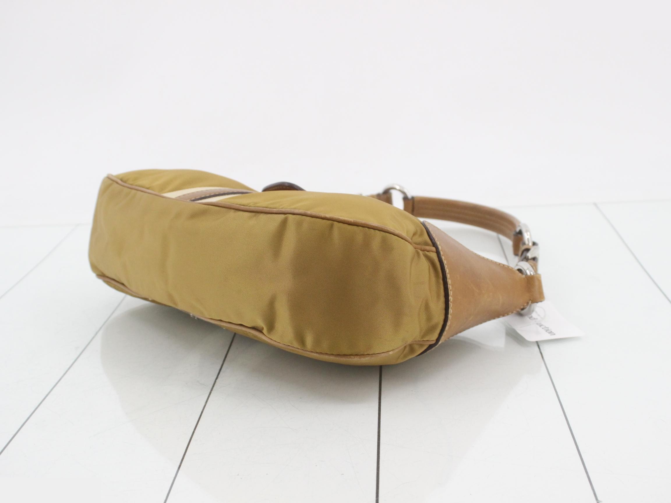 Triangle Logo Leather Nylon One-Shoulder Bag — view 6
