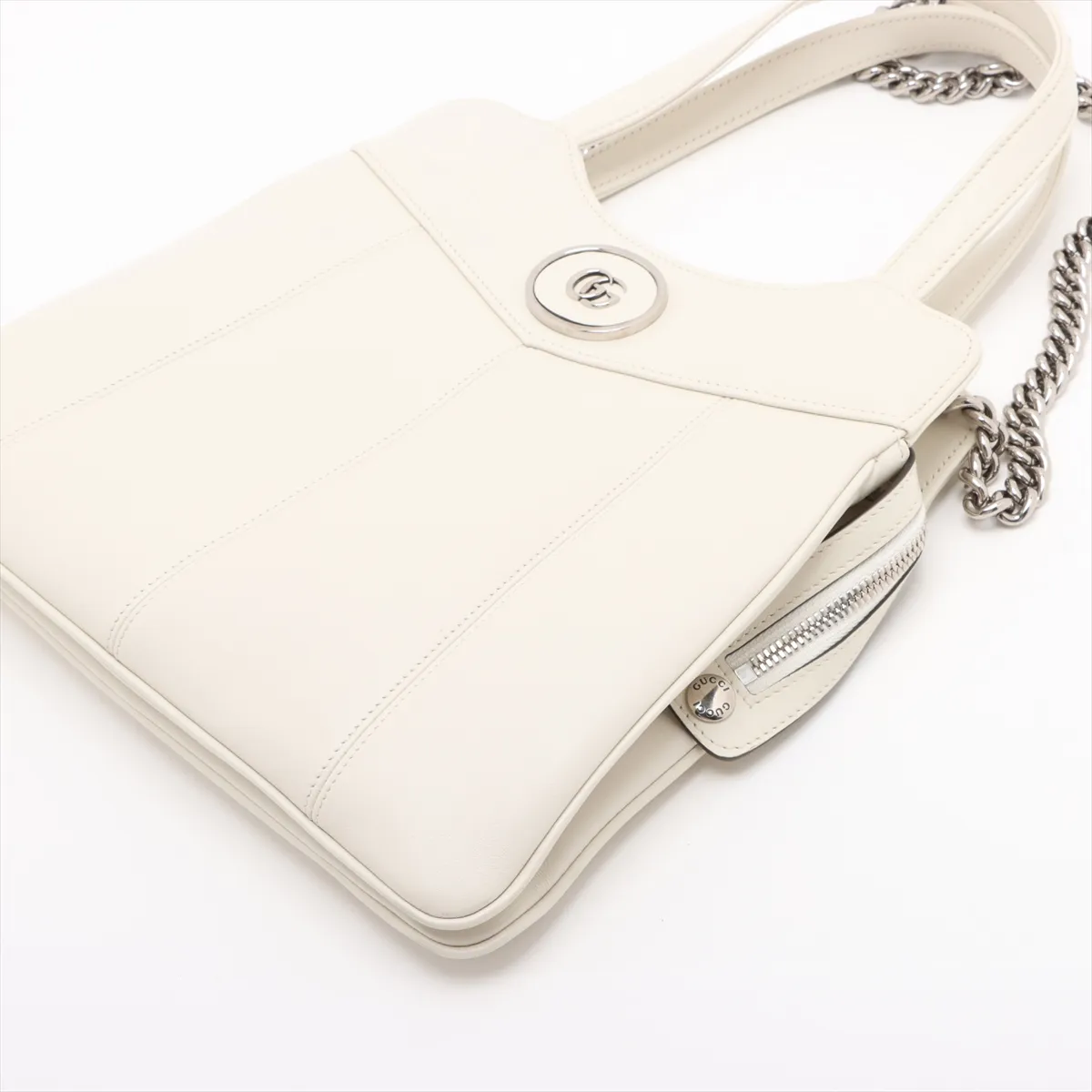 Petit GG Leather 2WAY Handbag White 745918 — view 3