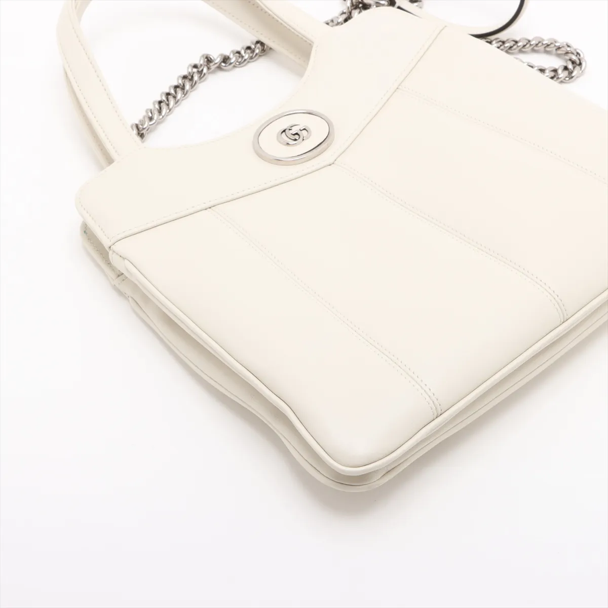 Petit GG Leather 2WAY Handbag White 745918 — view 4