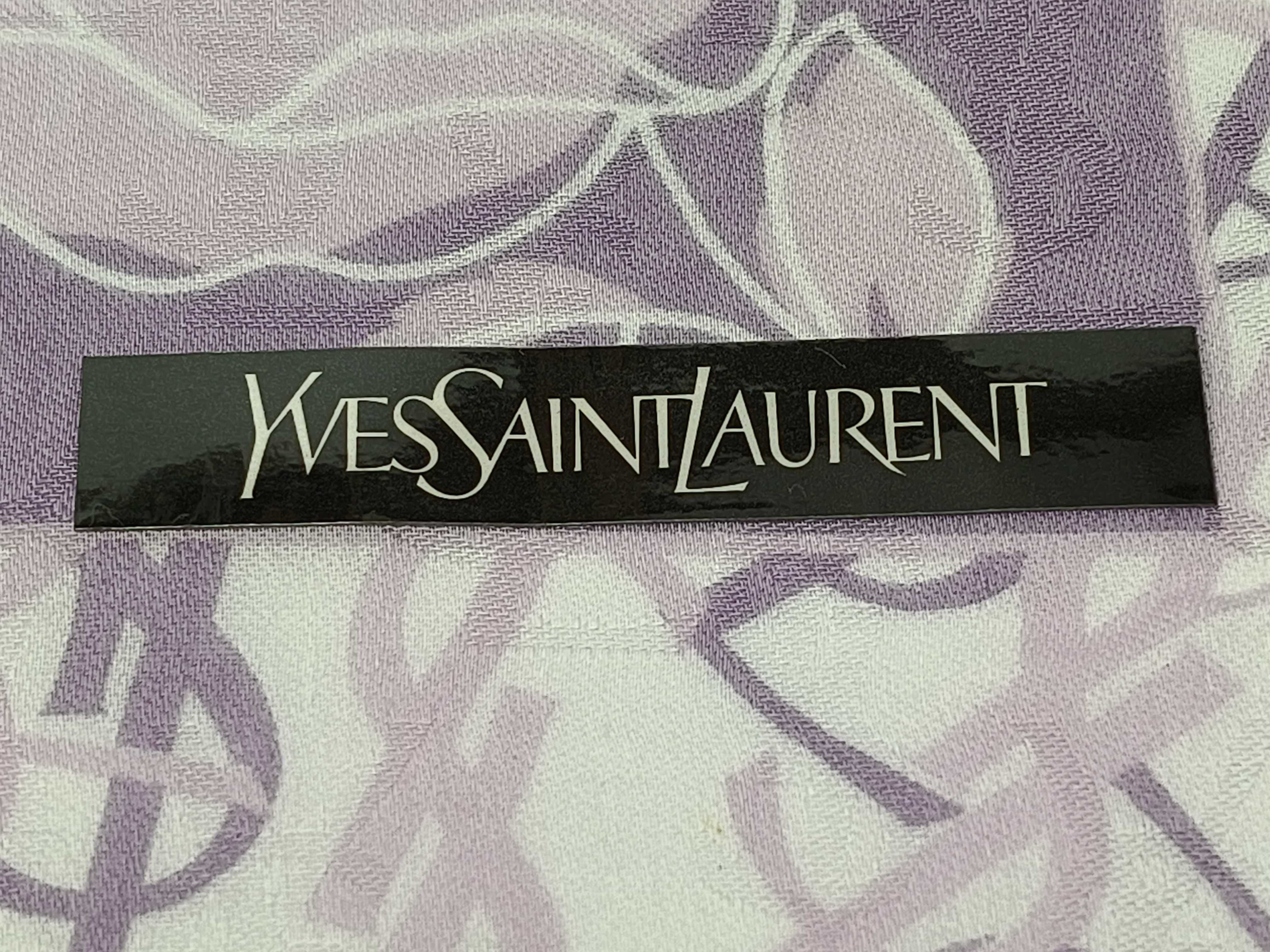 handkerchief/scarf with sticker, YSL rose pattern, shadow logo, purple, other accessories. — view 3