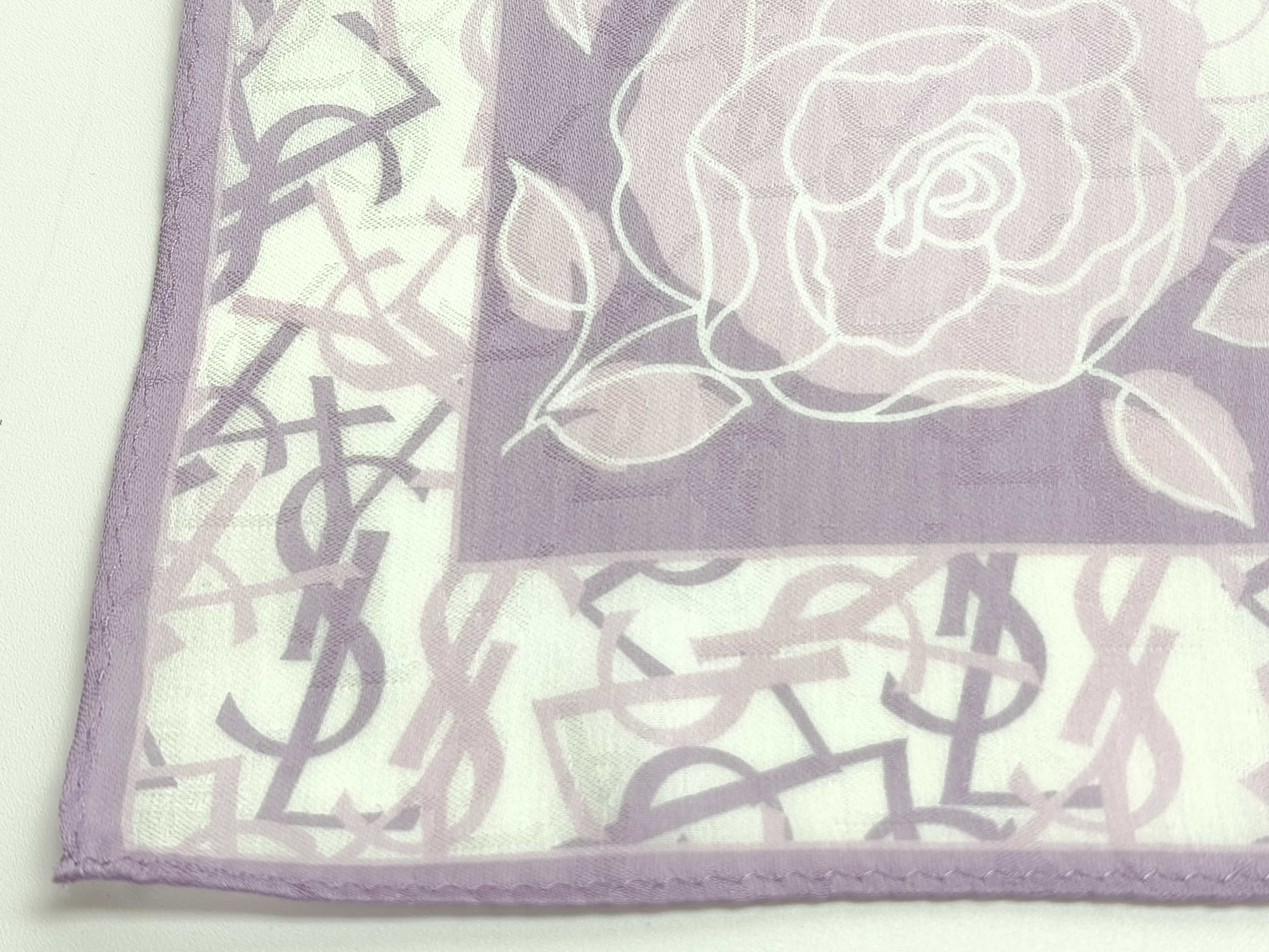 handkerchief/scarf with sticker, YSL rose pattern, shadow logo, purple, other accessories. — view 5