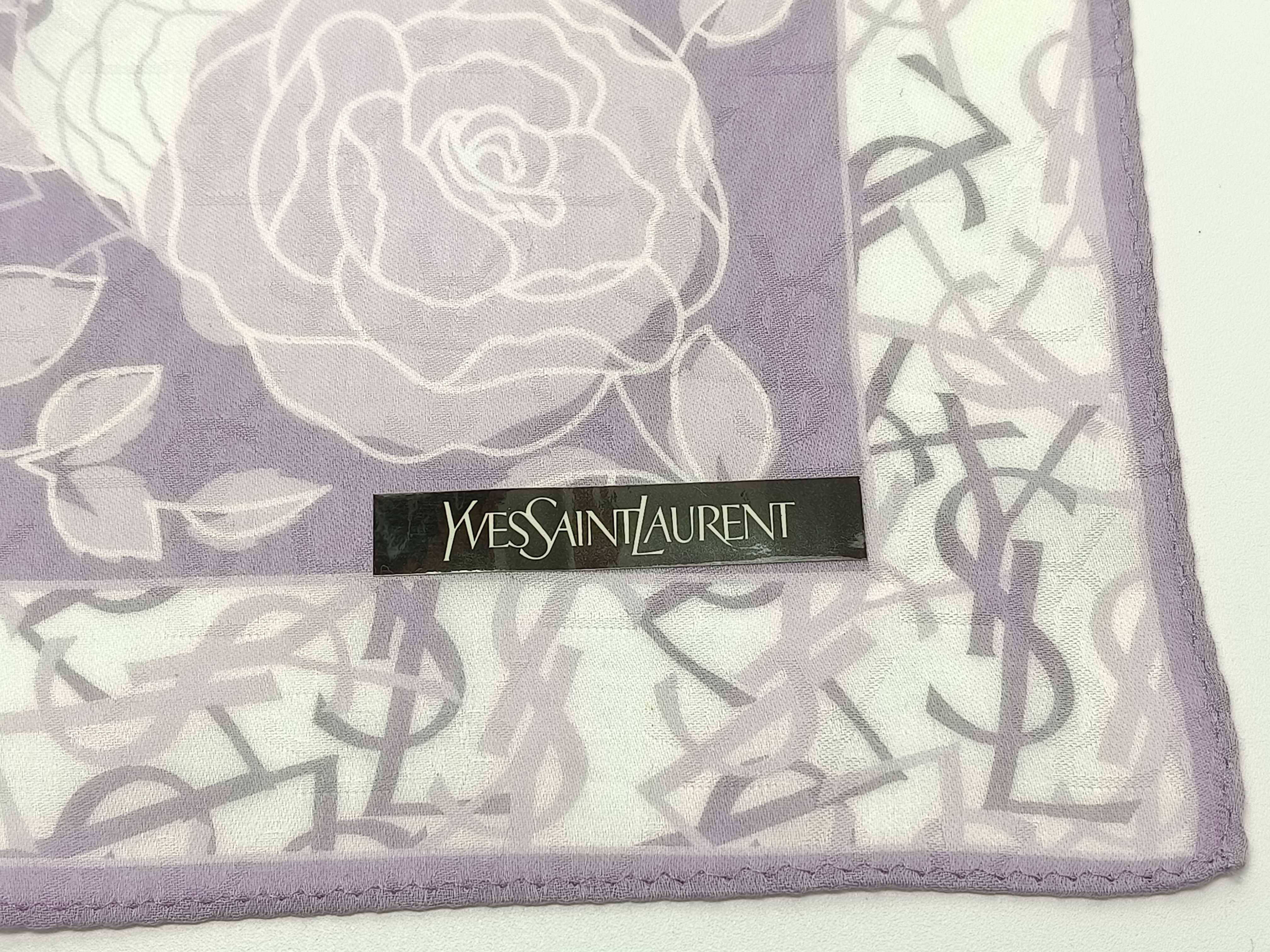 handkerchief/scarf with sticker, YSL rose pattern, shadow logo, purple, other accessories. — view 6