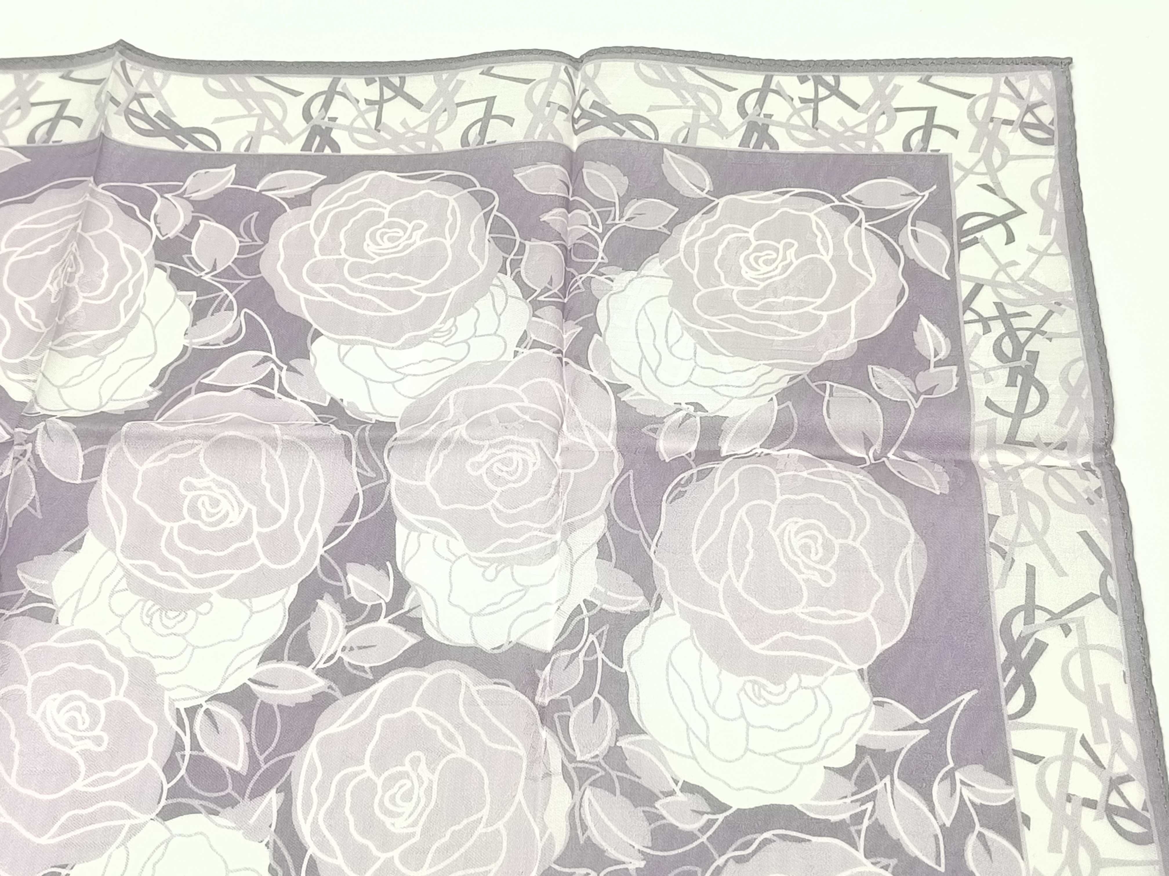 handkerchief/scarf with sticker, YSL rose pattern, shadow logo, purple, other accessories. — view 8