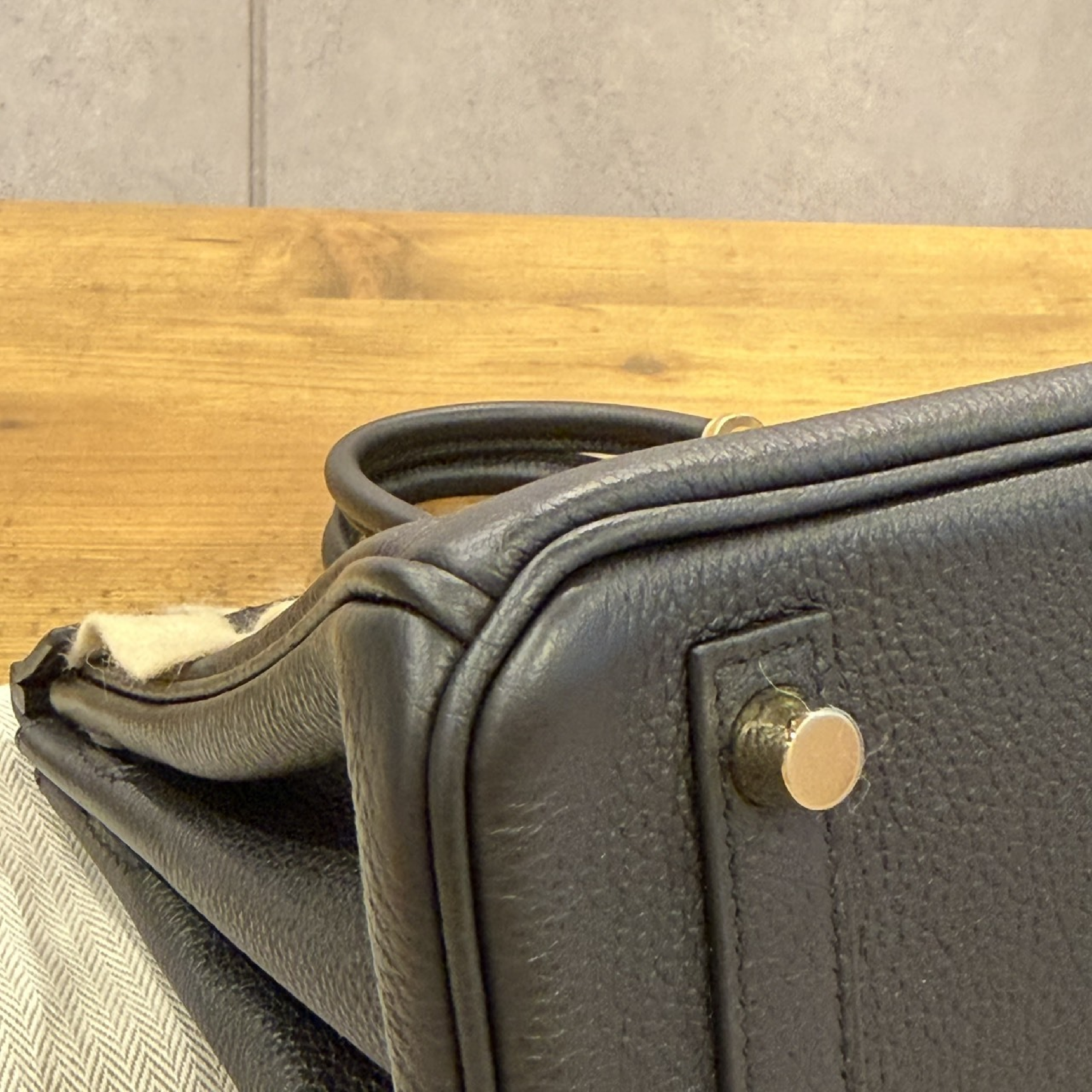 Birkin 25 Black Togo GHW G Stamp Handbag — view 9
