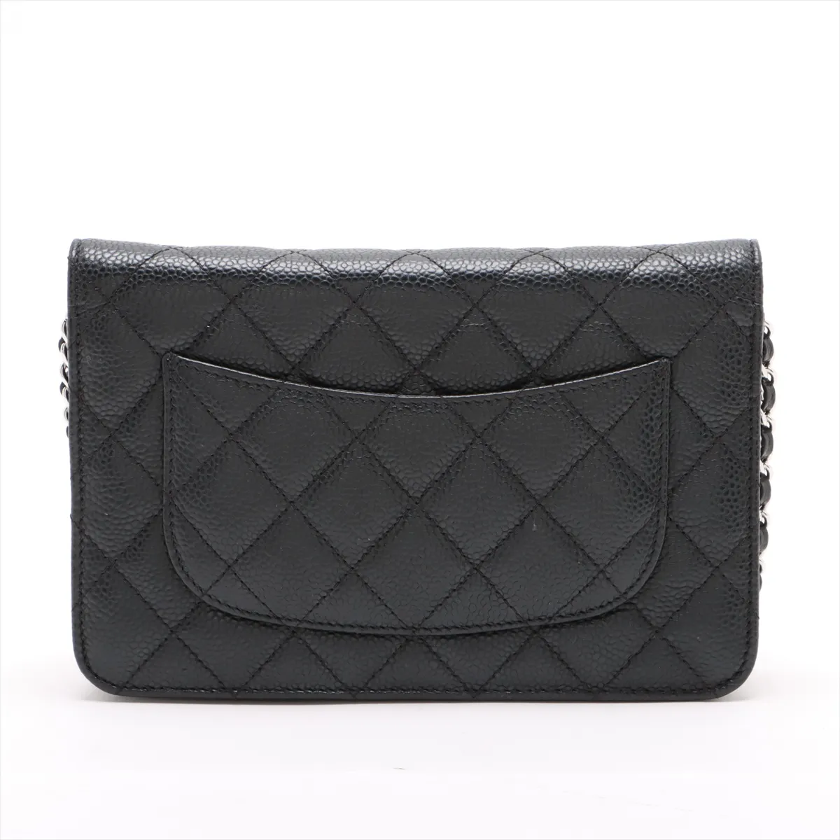 Matelasse caviar skin chain wallet black silver hardware HH4G6XE3 random plate AP0250 — view 2