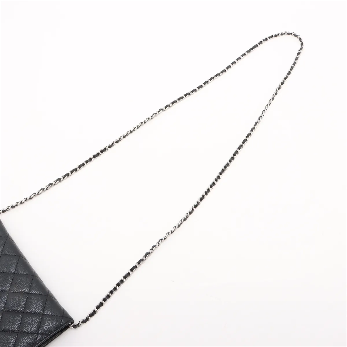 Matelasse caviar skin chain wallet black silver hardware HH4G6XE3 random plate AP0250 — view 5