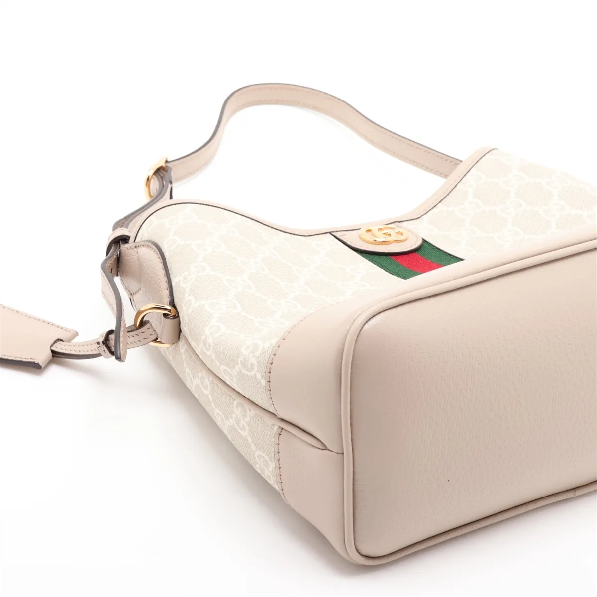 GG Supreme 781402 PVC x Leather Shoulder Bag, White — view 4