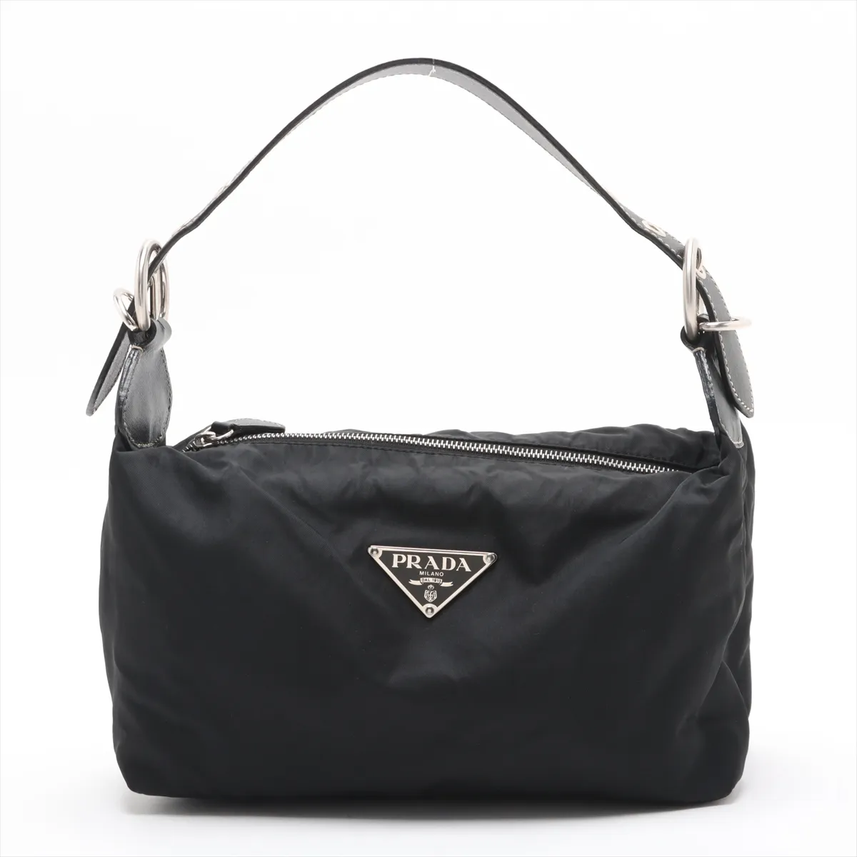 Tessuto Nylon x Leather Shoulder Bag Black