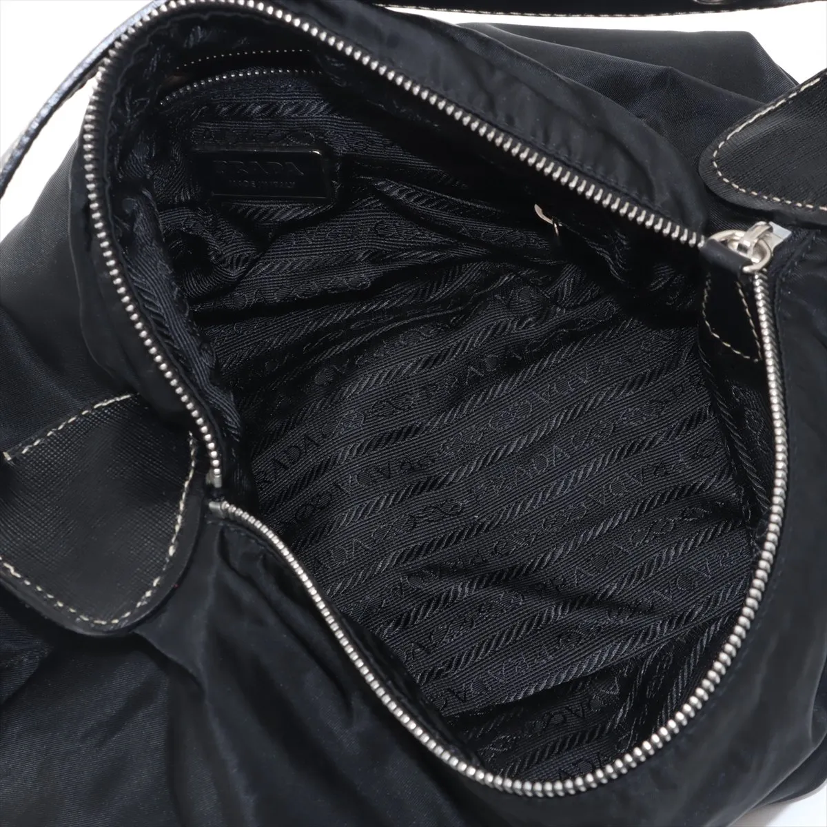 Tessuto Nylon x Leather Shoulder Bag Black — view 7