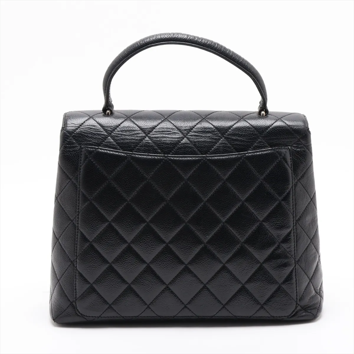 Matelassé Caviar Skin Handbag, Black with Silver Hardware, 6166158, Series 6 — view 2