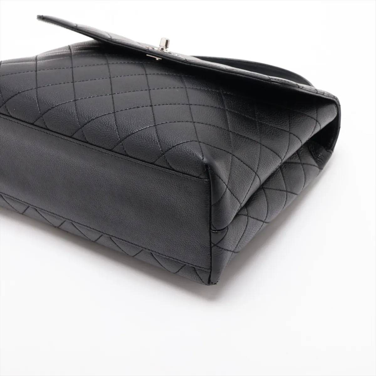Matelassé Caviar Skin Handbag, Black with Silver Hardware, 6166158, Series 6 — view 3