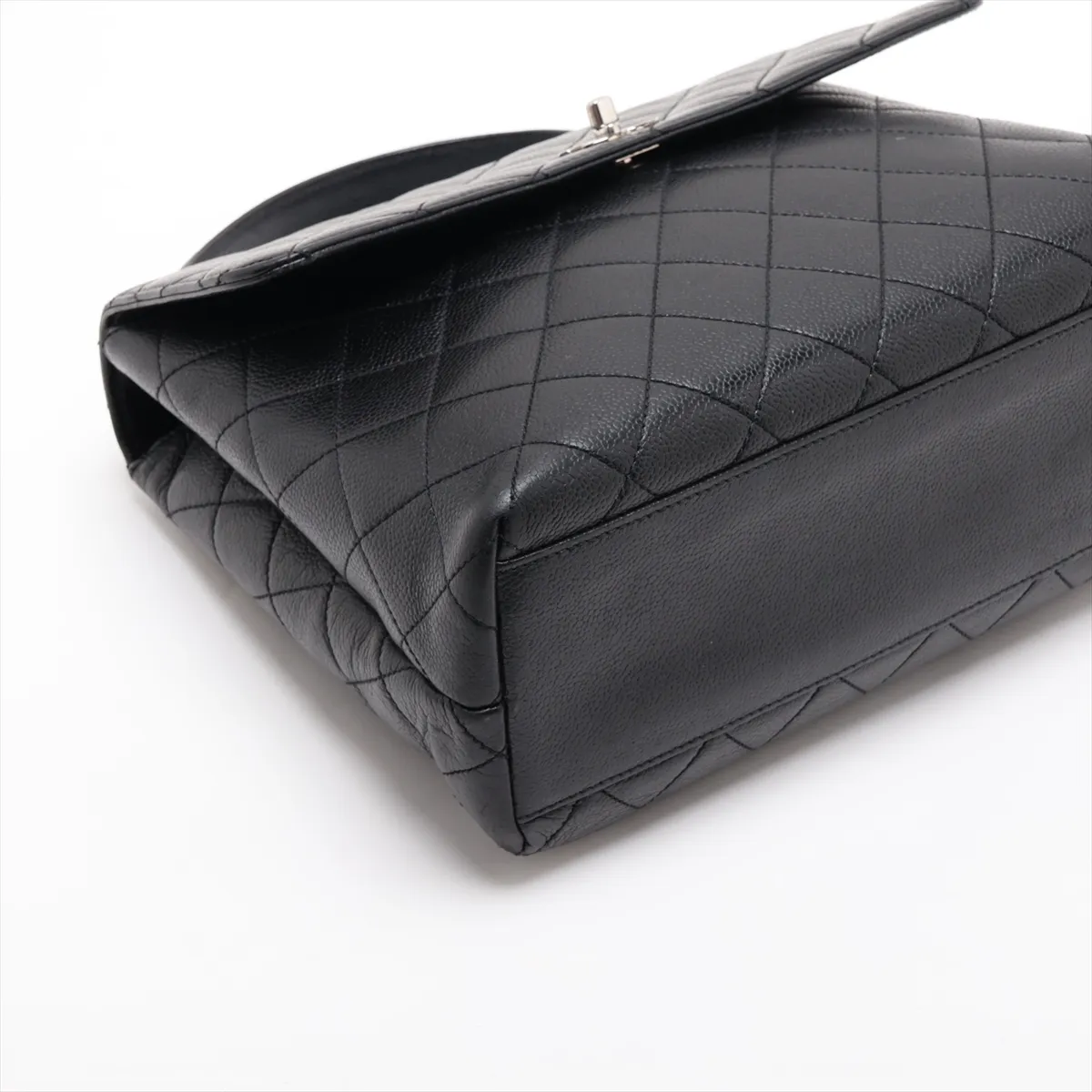Matelassé Caviar Skin Handbag, Black with Silver Hardware, 6166158, Series 6 — view 4