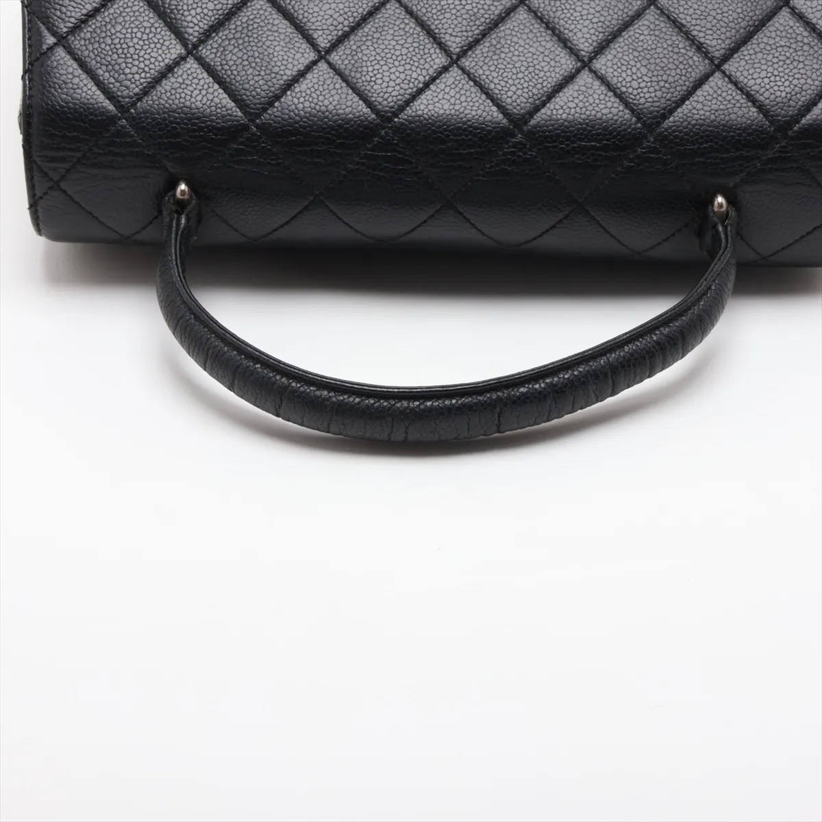 Matelassé Caviar Skin Handbag, Black with Silver Hardware, 6166158, Series 6 — view 5