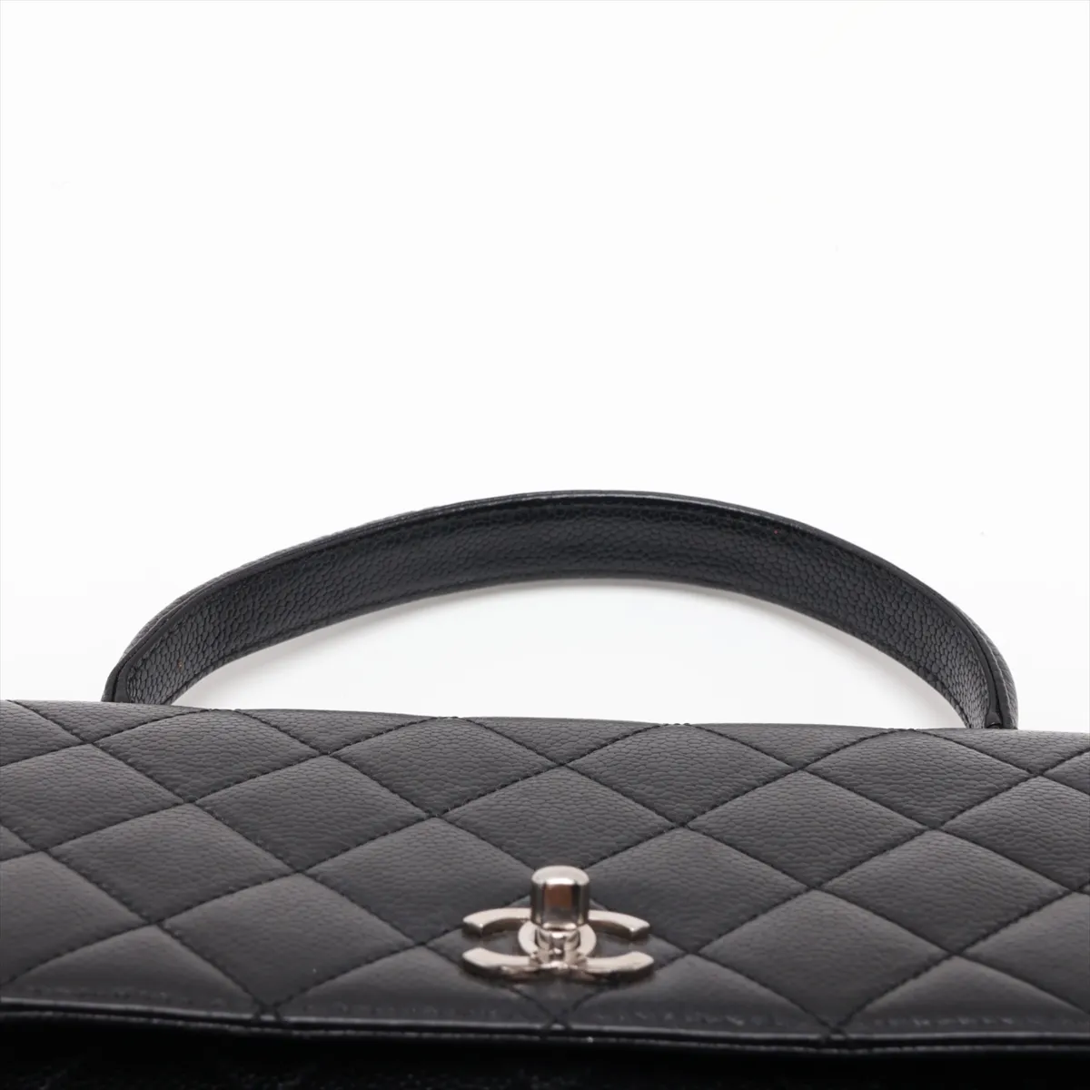 Matelassé Caviar Skin Handbag, Black with Silver Hardware, 6166158, Series 6 — view 6