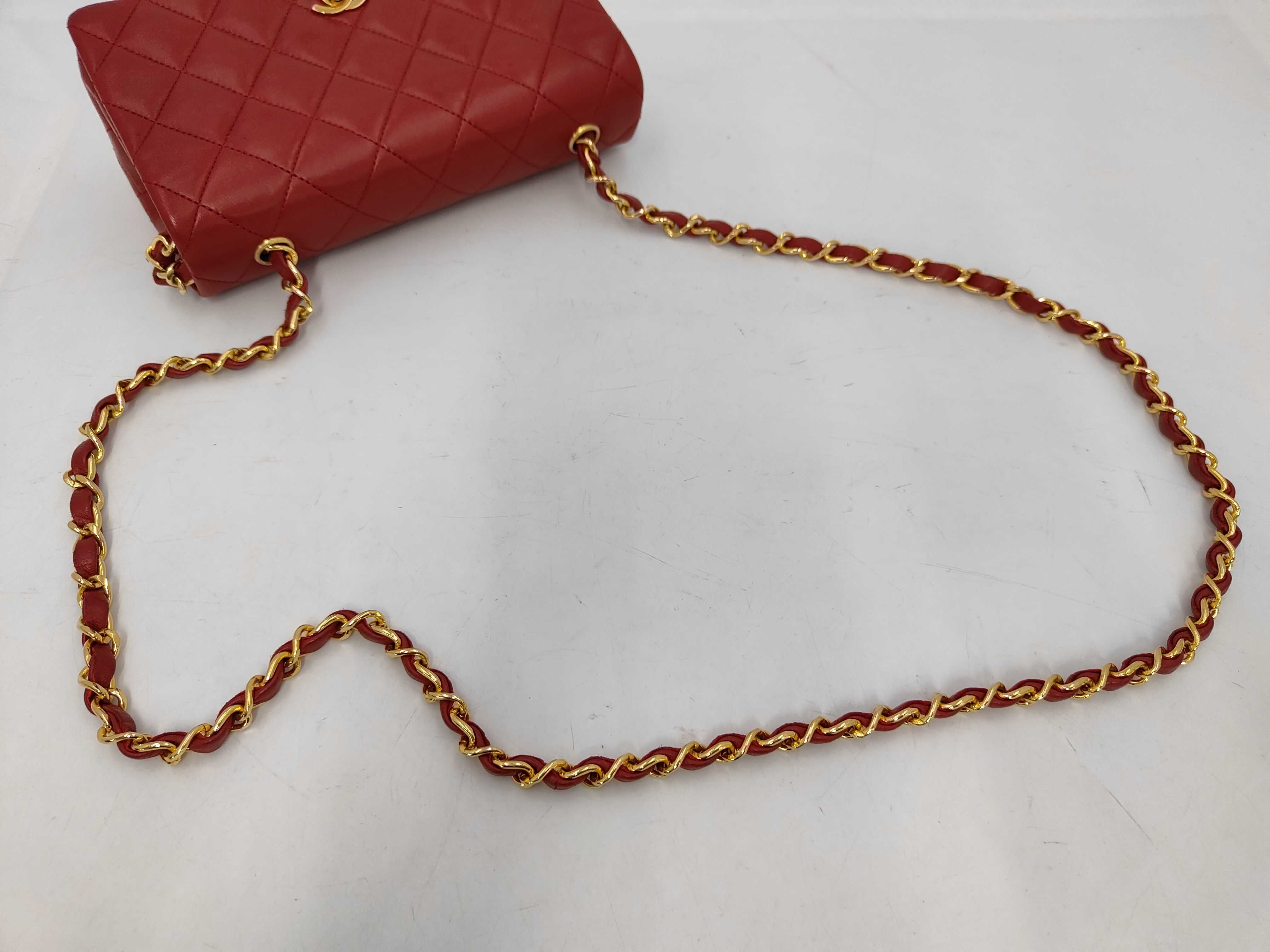 Matelassé Chain Shoulder Bag, Red Lambskin Shoulder Bag — view 3