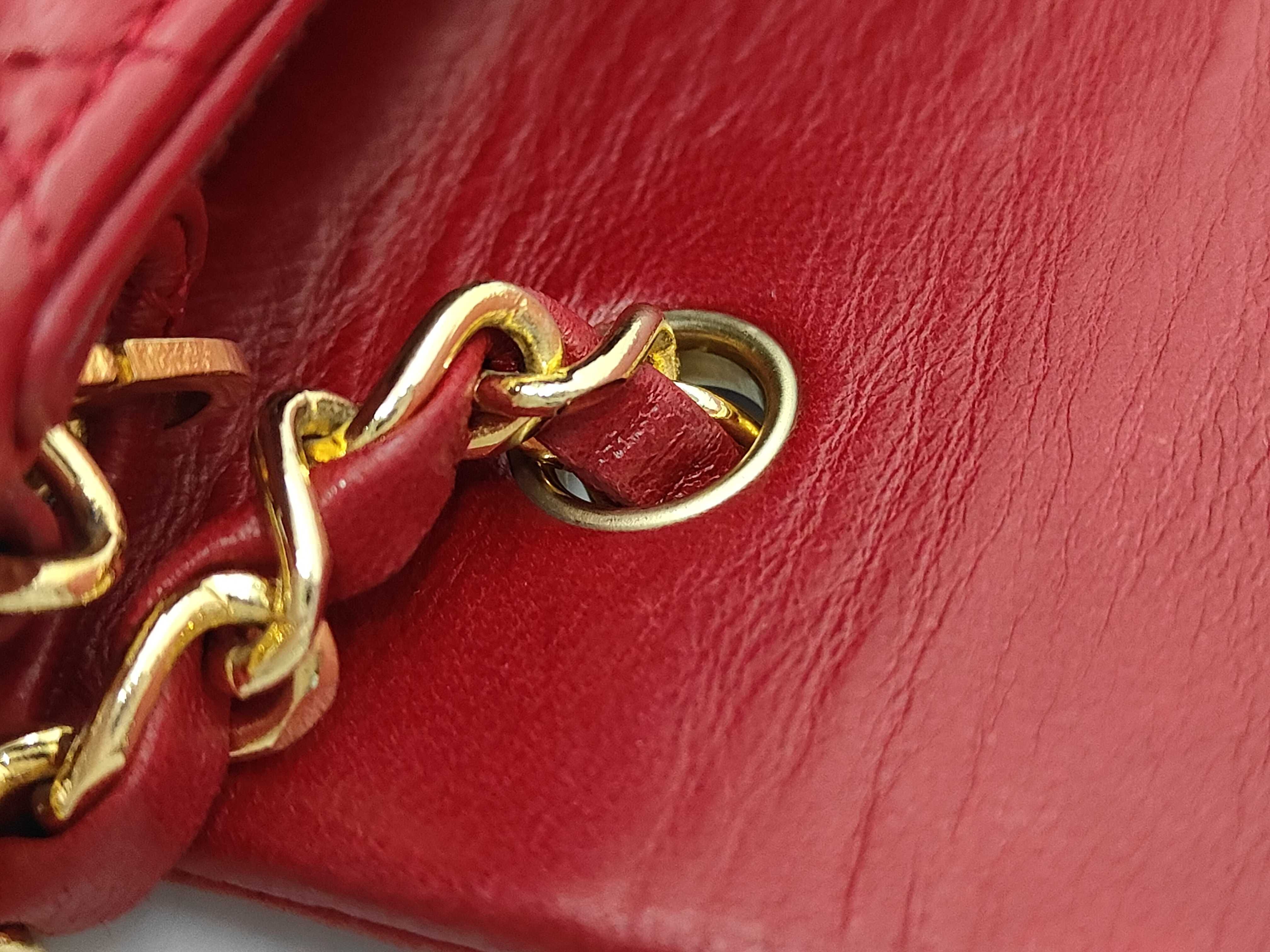 Matelassé Chain Shoulder Bag, Red Lambskin Shoulder Bag — view 5
