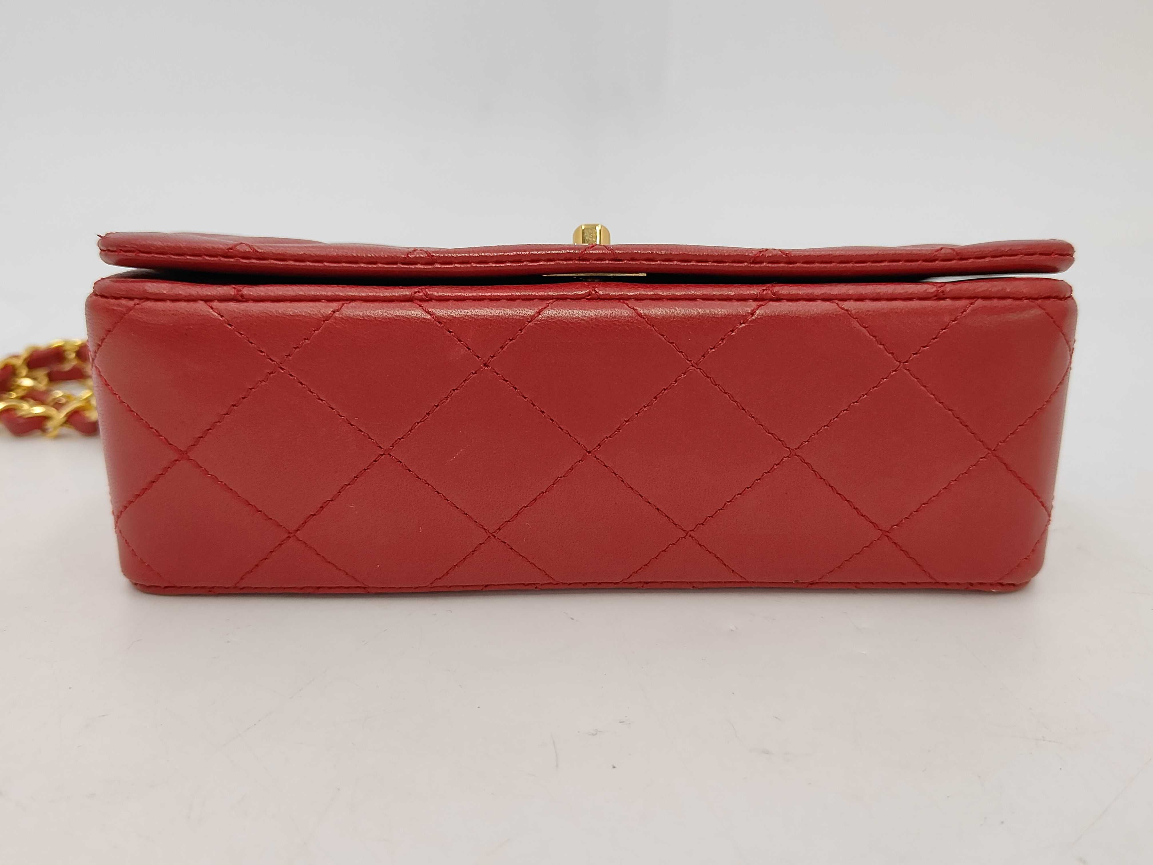 Matelassé Chain Shoulder Bag, Red Lambskin Shoulder Bag — view 6
