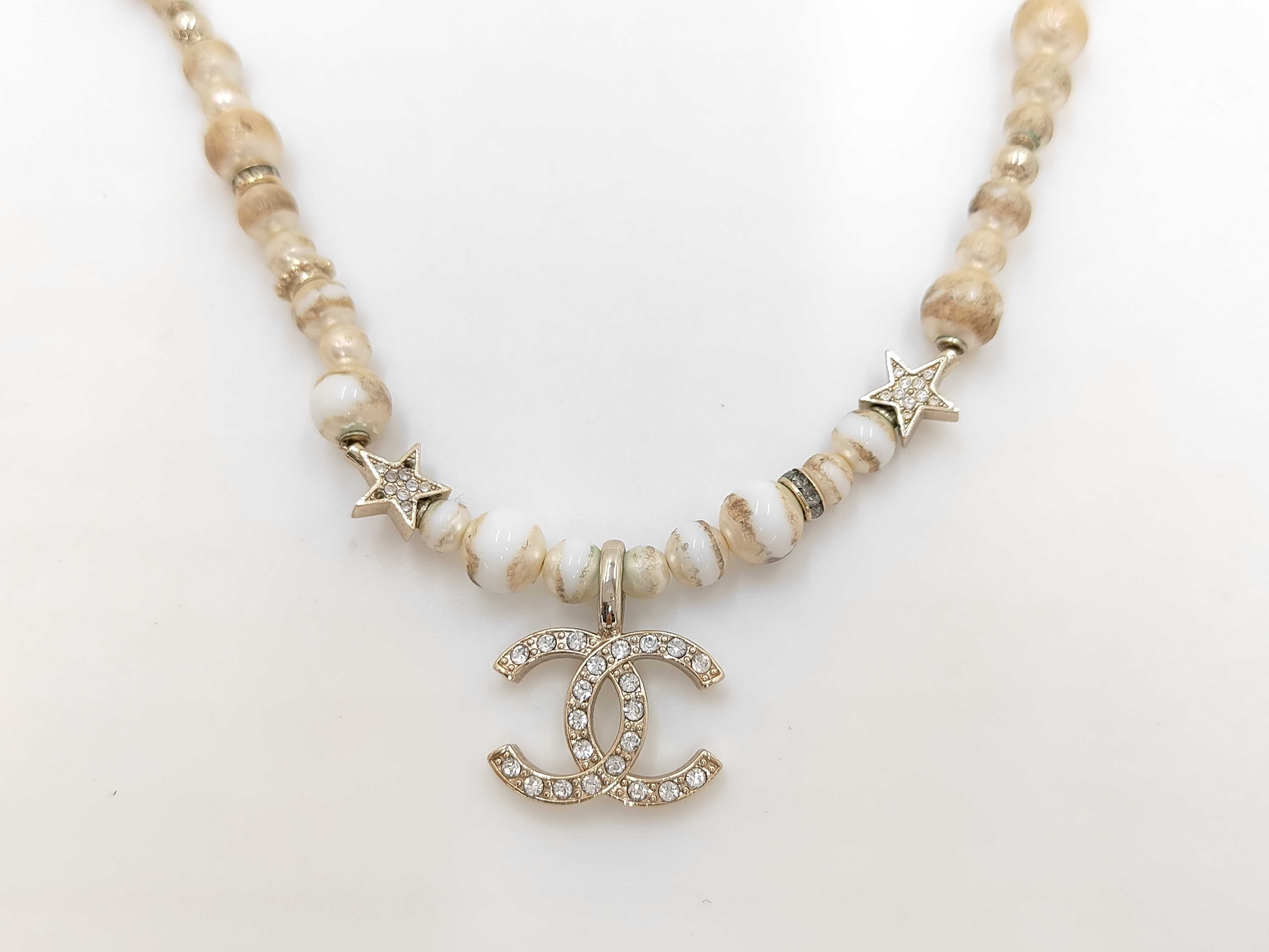 Coco Mark Rhinestone Pearl Necklace
