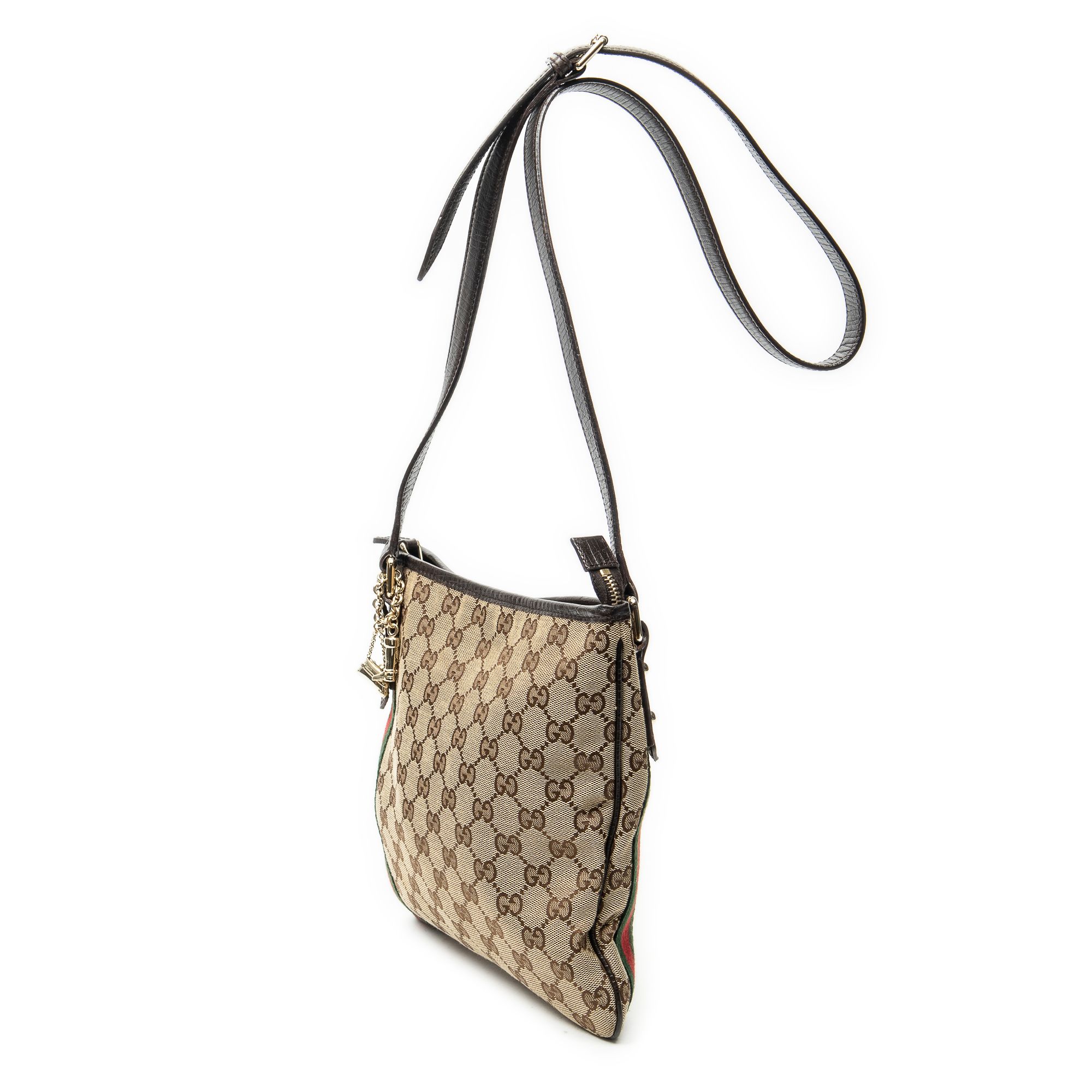 Web Jolicoeur Crossbody Dark Brown/Beige Monogrammed Canvas Gold — view 2
