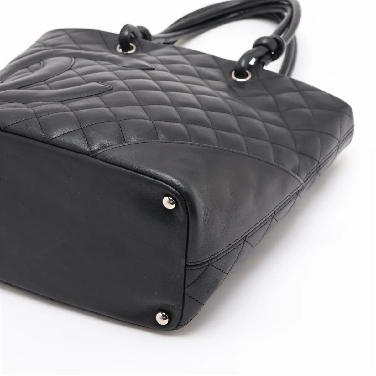 Cambon Line Lambskin Tote Bag, Black with Silver Hardware, 9549705, Series 9 — view 3
