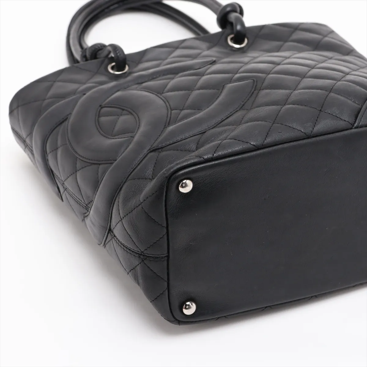 Cambon Line Lambskin Tote Bag, Black with Silver Hardware, 9549705, Series 9 — view 4