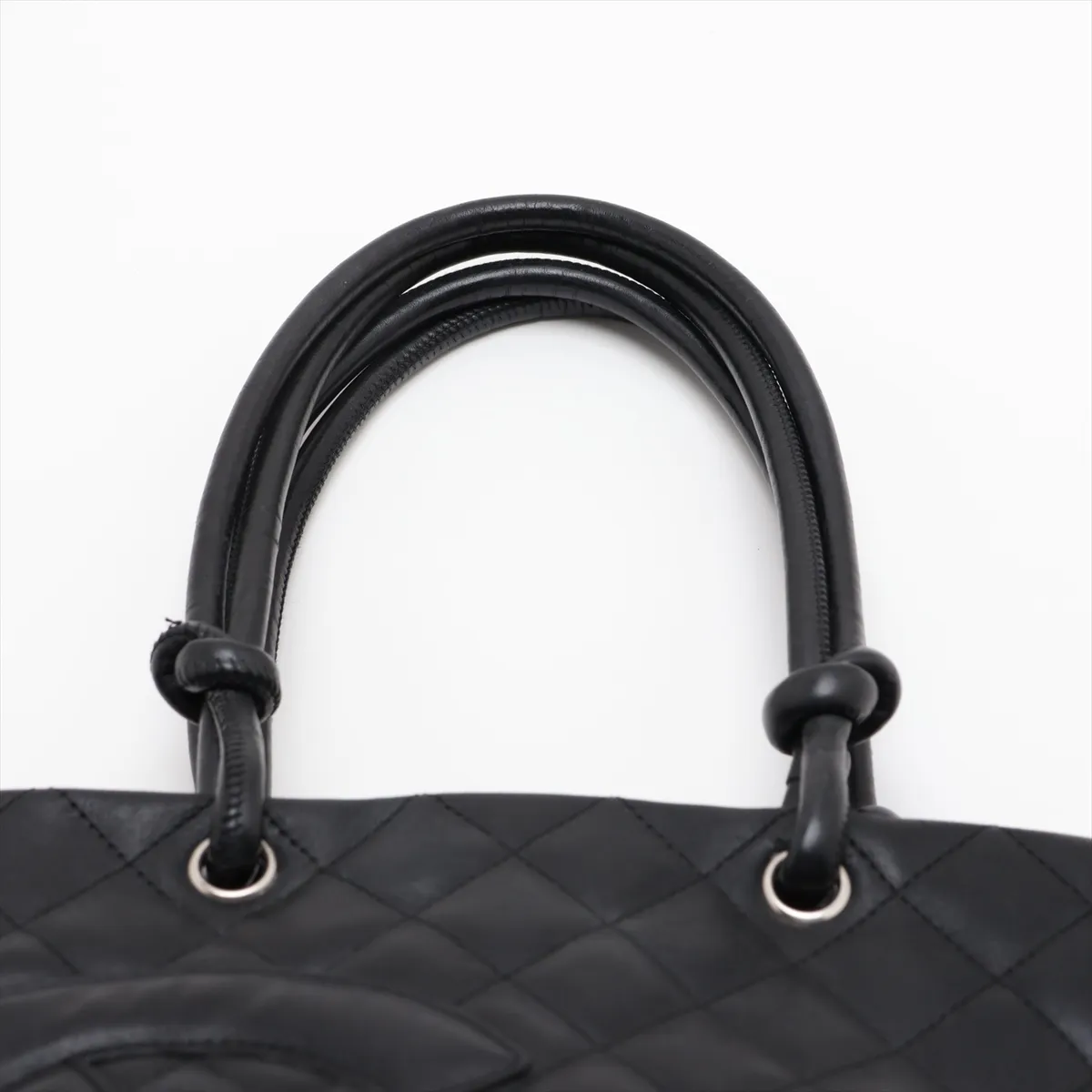 Cambon Line Lambskin Tote Bag, Black with Silver Hardware, 9549705, Series 9 — view 6
