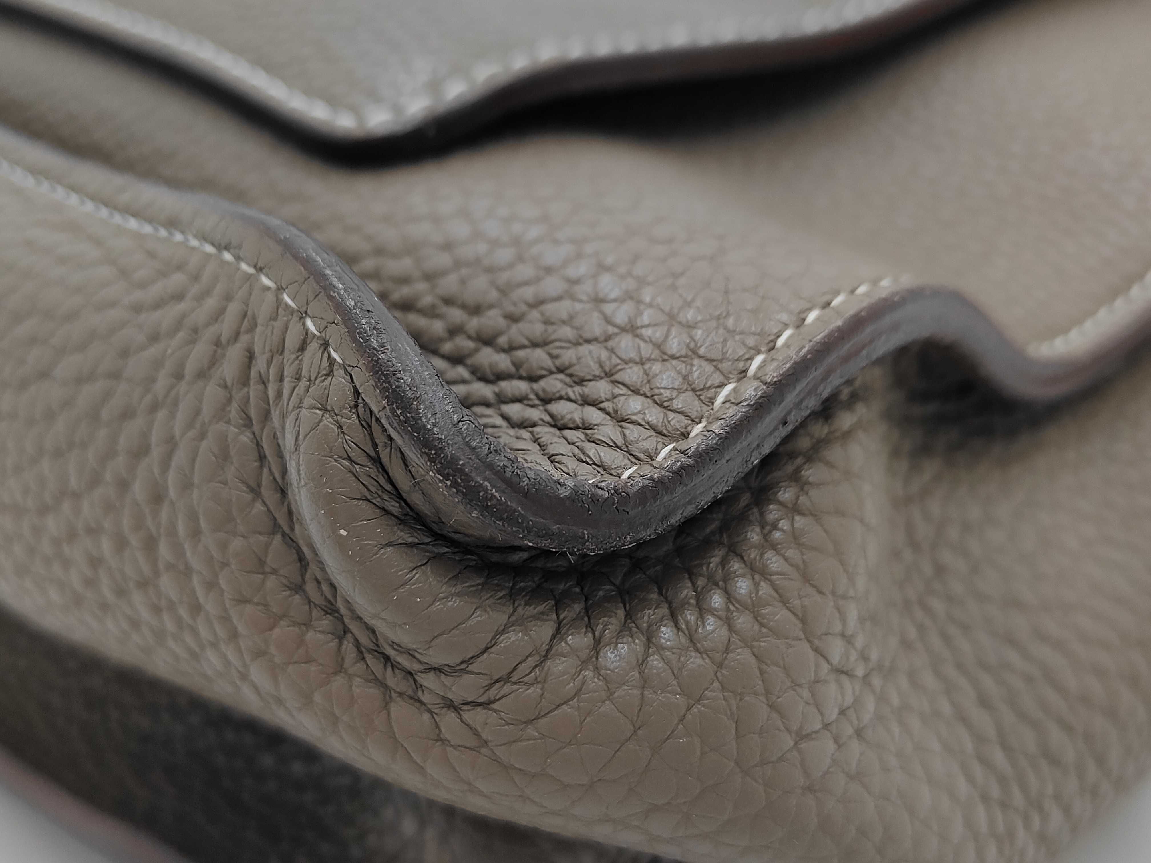 Leather Marwari PM Greige P Silver Hardware Etoupe Shoulder Bag — view 4