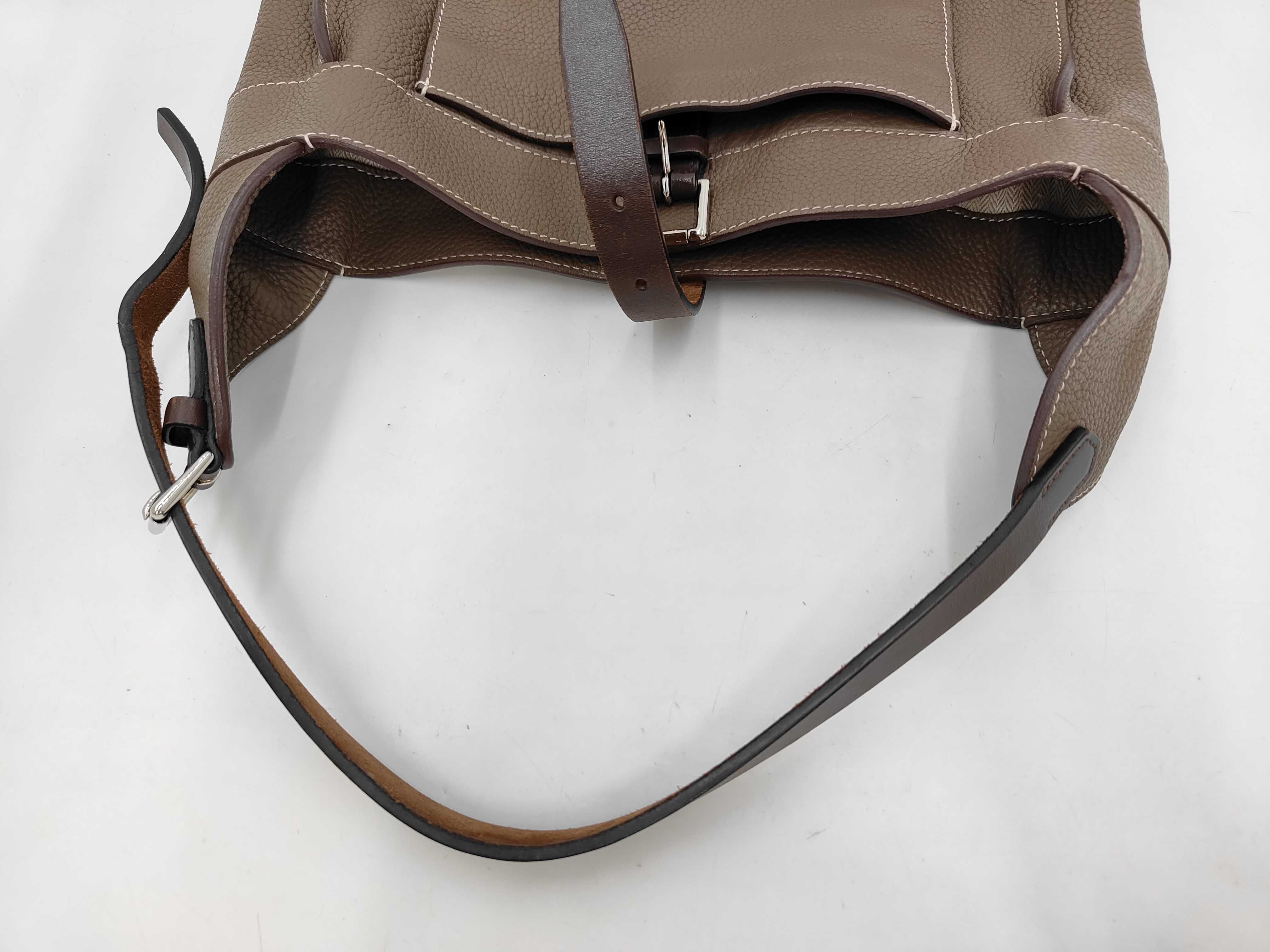 Leather Marwari PM Greige P Silver Hardware Etoupe Shoulder Bag — view 5